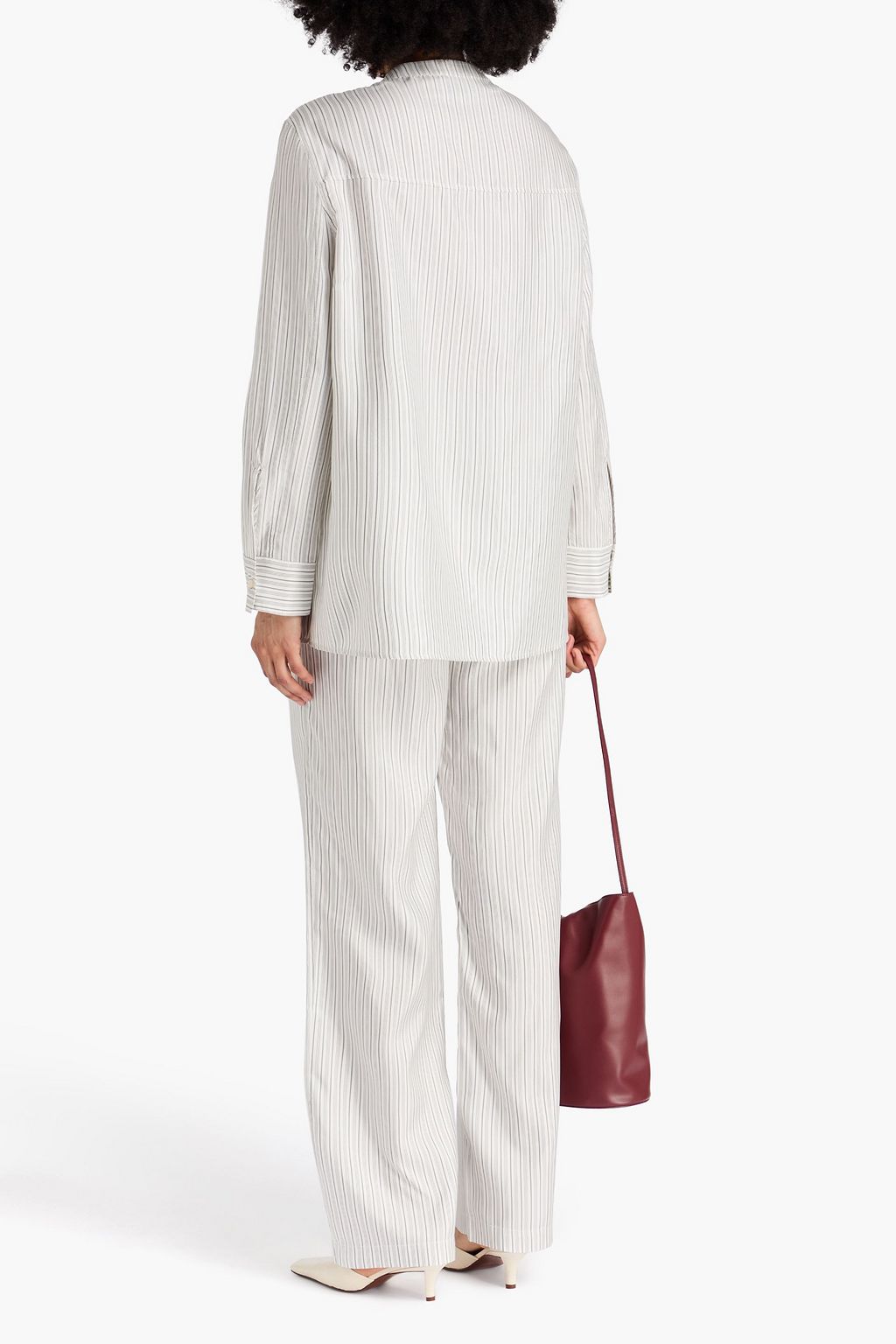 LOULOU STUDIO シルクツイル トップス ストライプ
