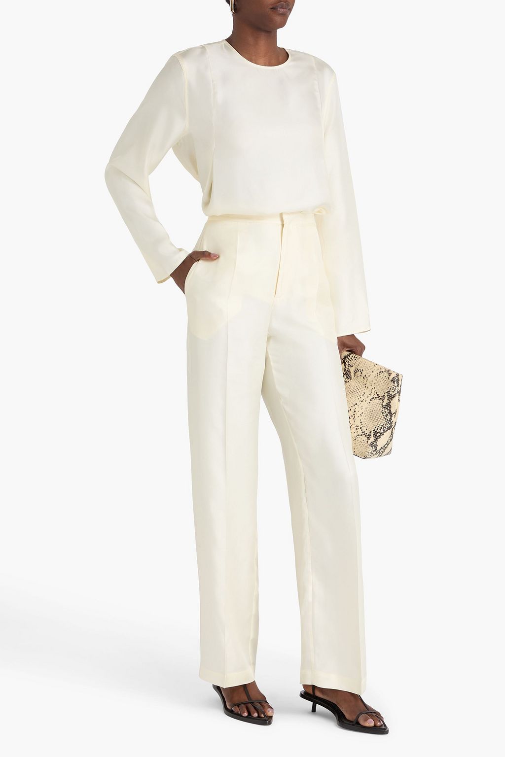 LOULOU STUDIO Fafila Hose mit weitem Bein aus Seiden-Twill
