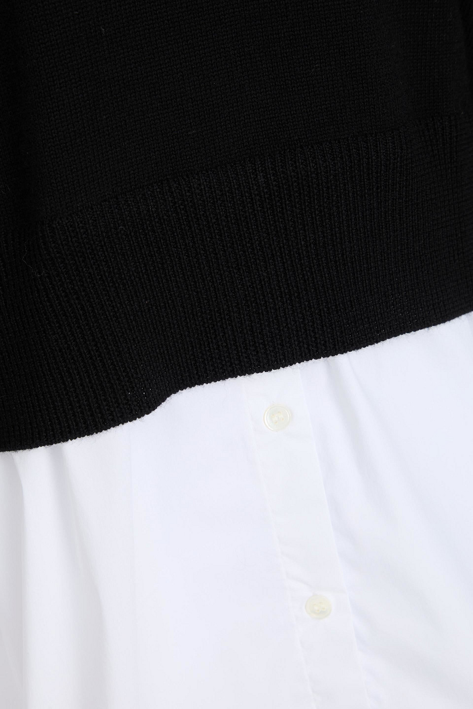 Veronica Beard Amirah Layered Wool And Poplin Sweater In Black