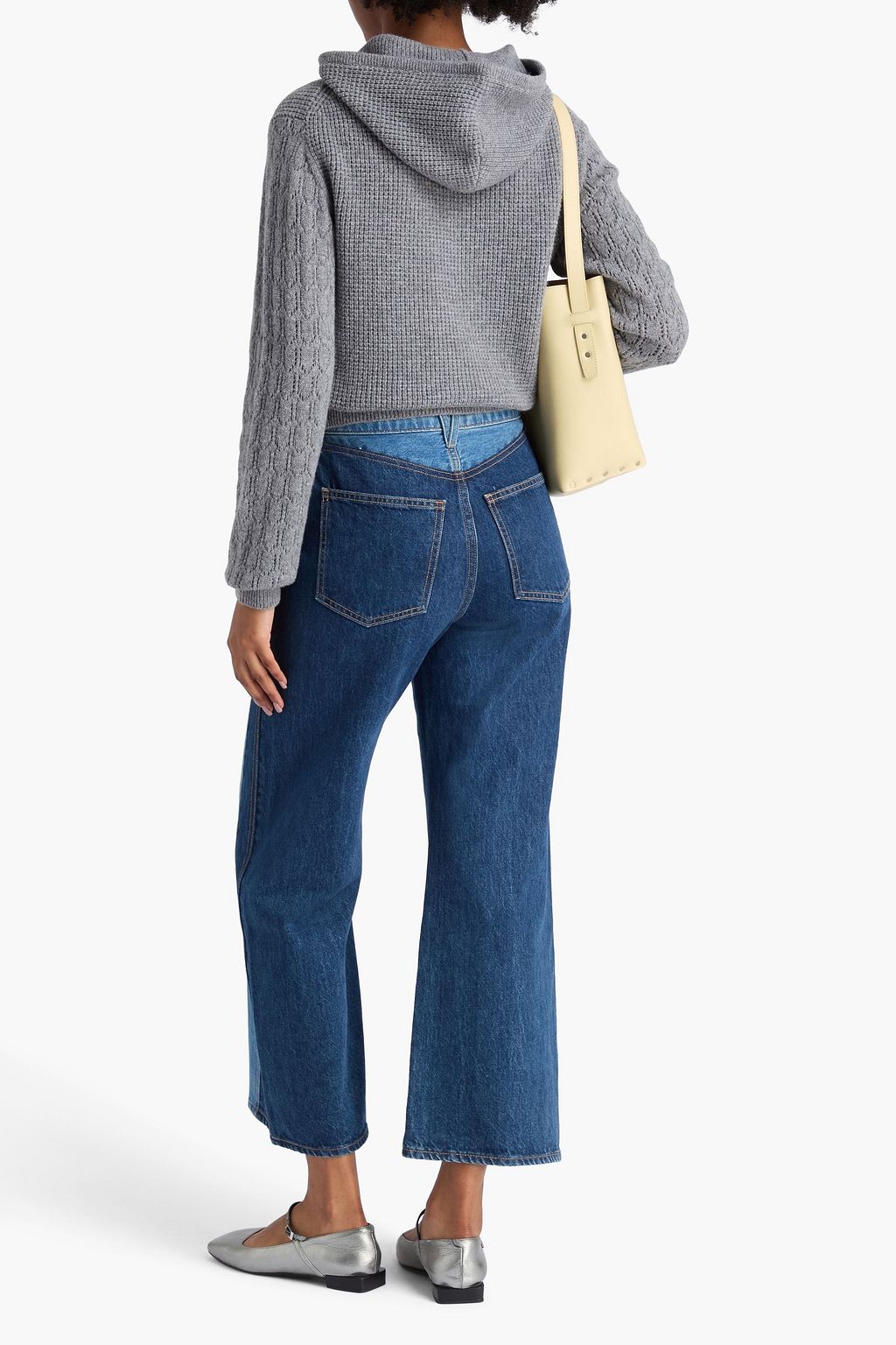 VERONICA BEARD Taylor zweifarbige hoch sitzende Cropped Jeans mit weitem Bein
