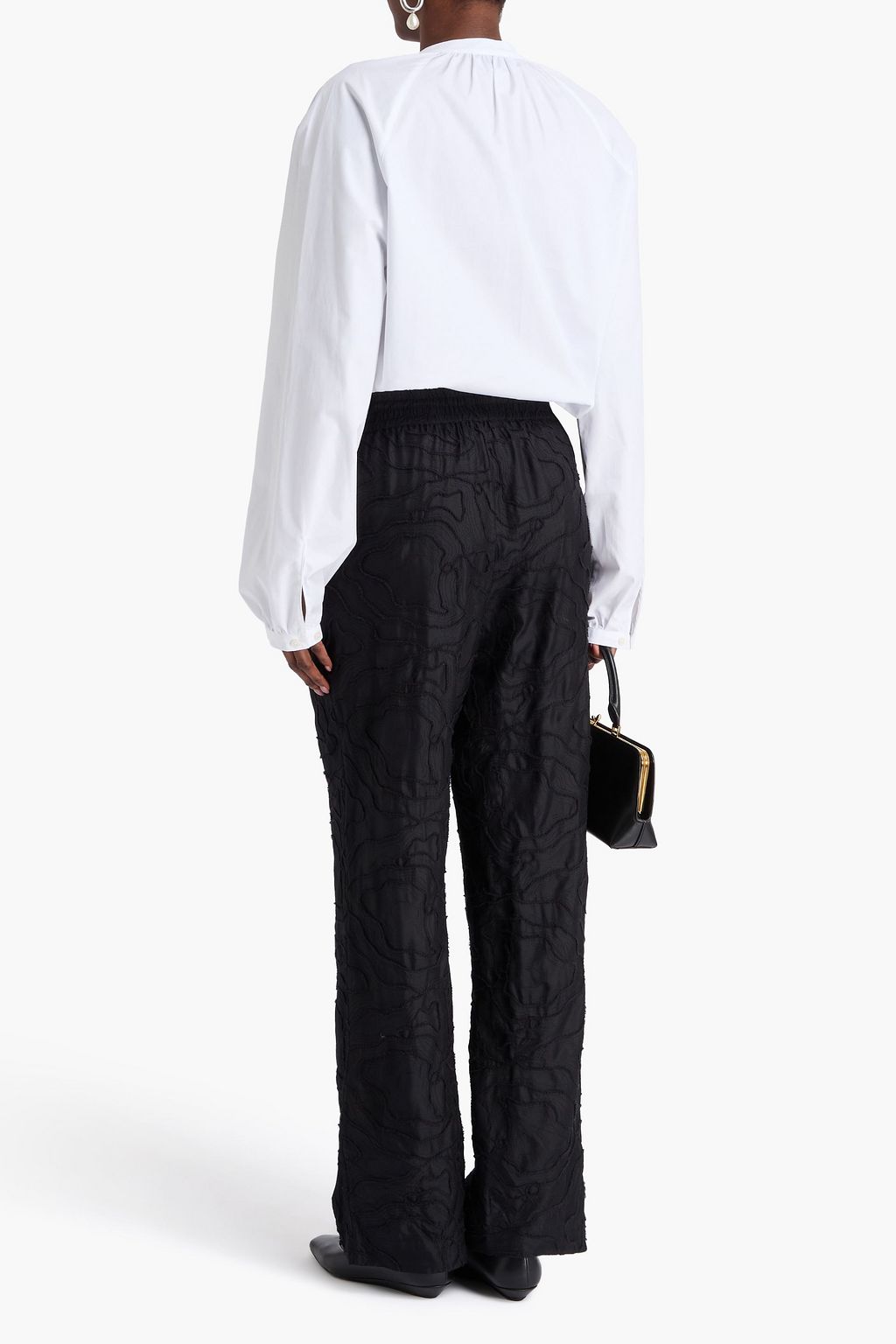 LOULOU STUDIO Basilia embroidered silk-twill straight-leg pants