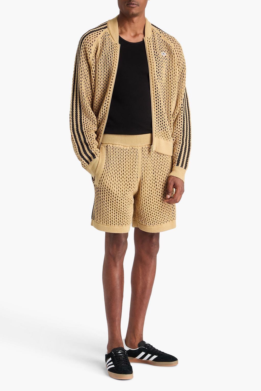 ADIDAS ORIGINALS X CLOT + Edison Chen crocheted cotton-blend track jacket