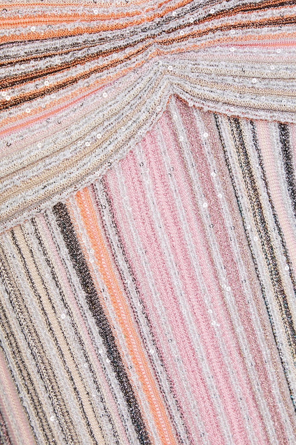 MISSONI Sequin-embellished striped ribbed-knit maxi dress