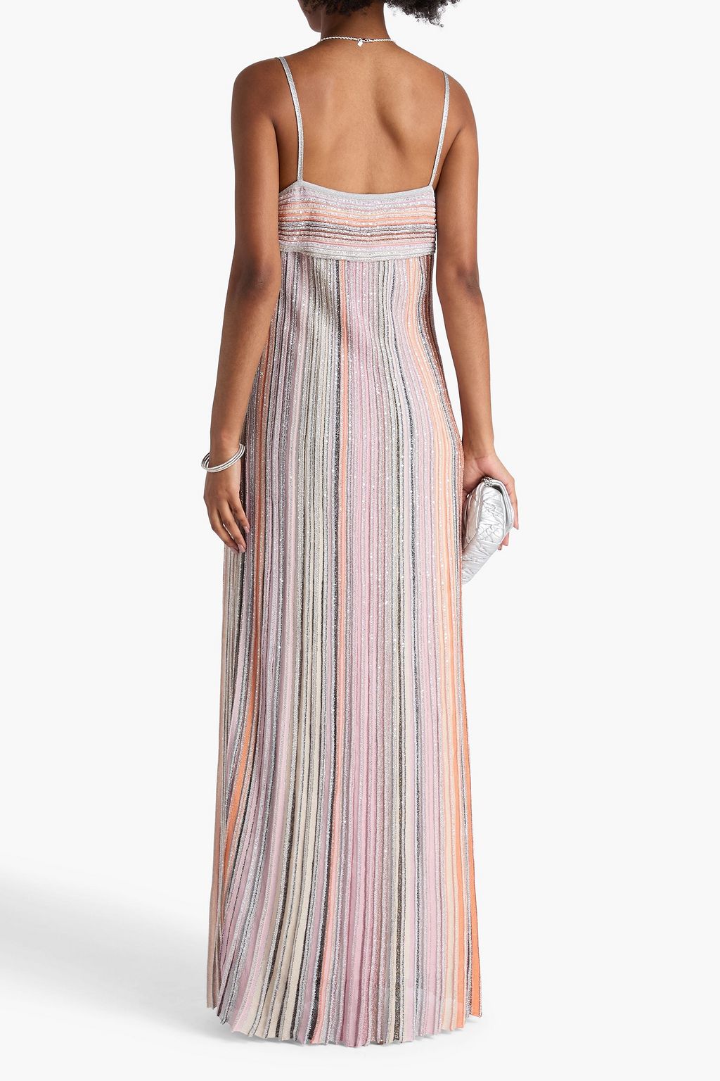 MISSONI Sequin-embellished striped ribbed-knit maxi dress