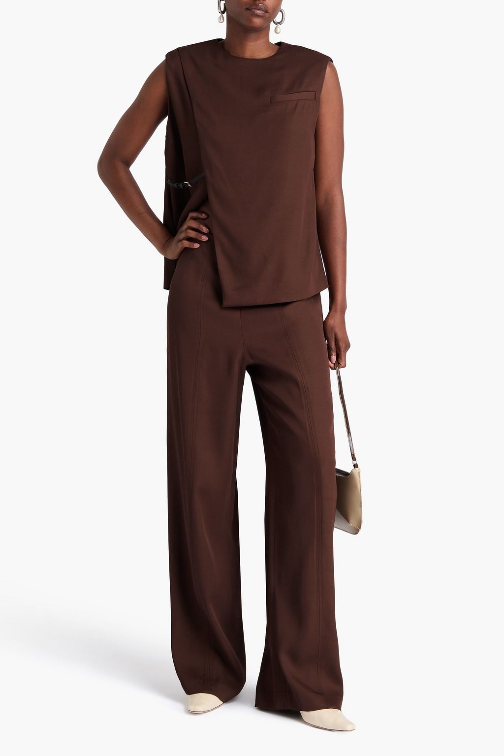 LOULOU STUDIO Talia Hose mit weitem Bein aus Twill