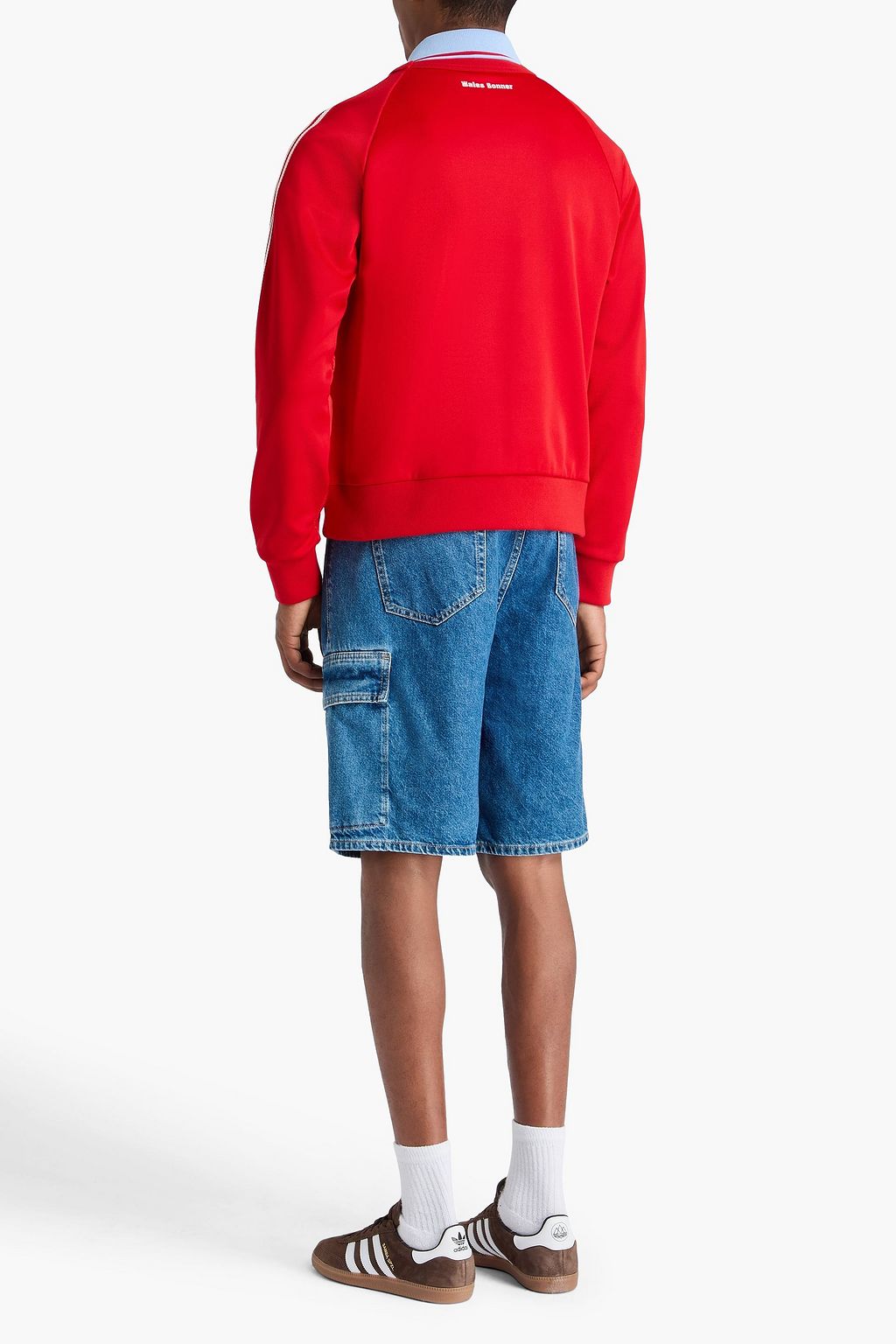ADIDAS ORIGINALS BY WALES BONNER سويت شيرت من الجيرسي وقطع محاكة بجانب بعضها البعض من قماش عازل بطبعات