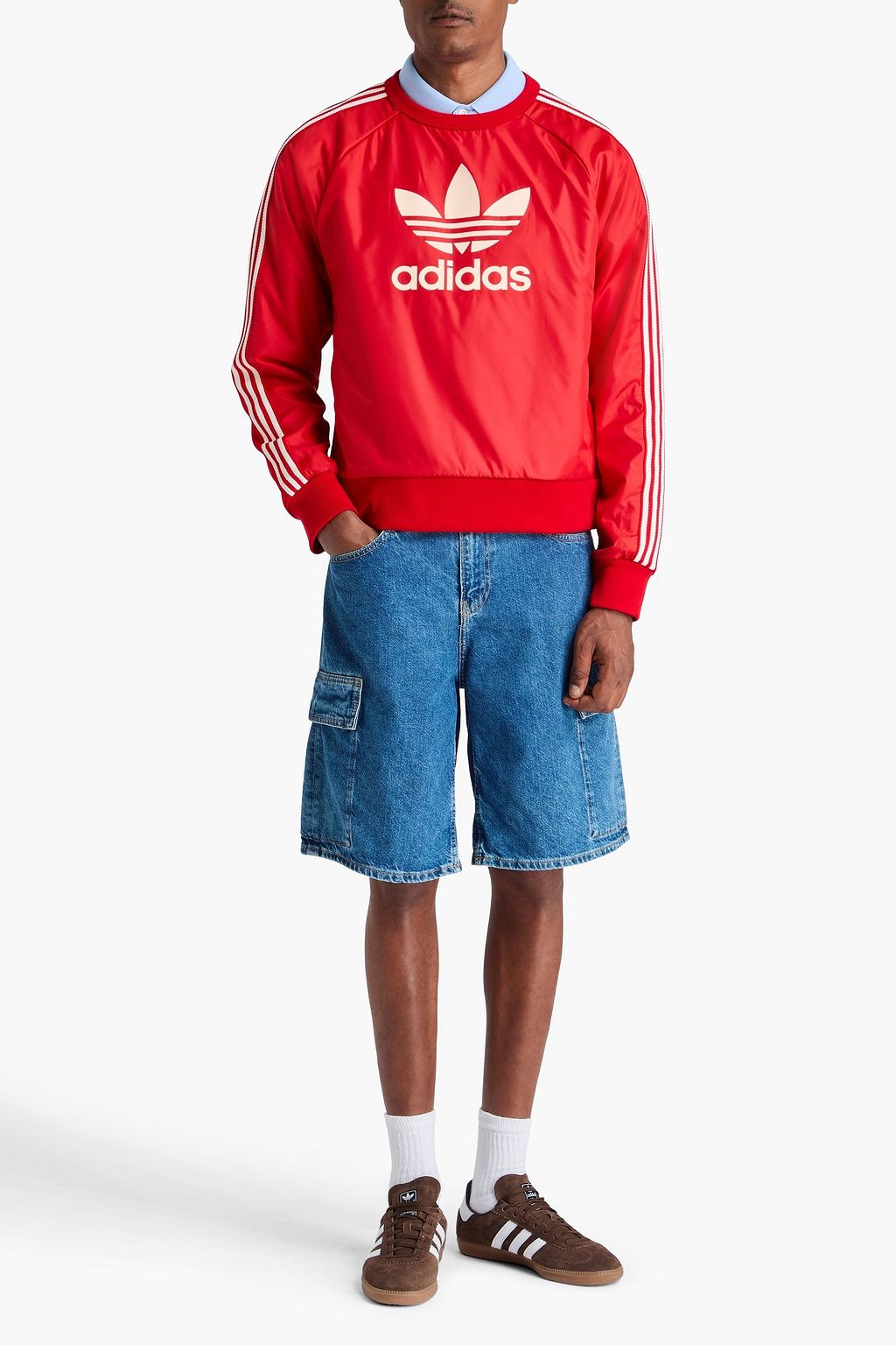 ADIDAS ORIGINALS BY WALES BONNER سويت شيرت من الجيرسي وقطع محاكة بجانب بعضها البعض من قماش عازل بطبعات