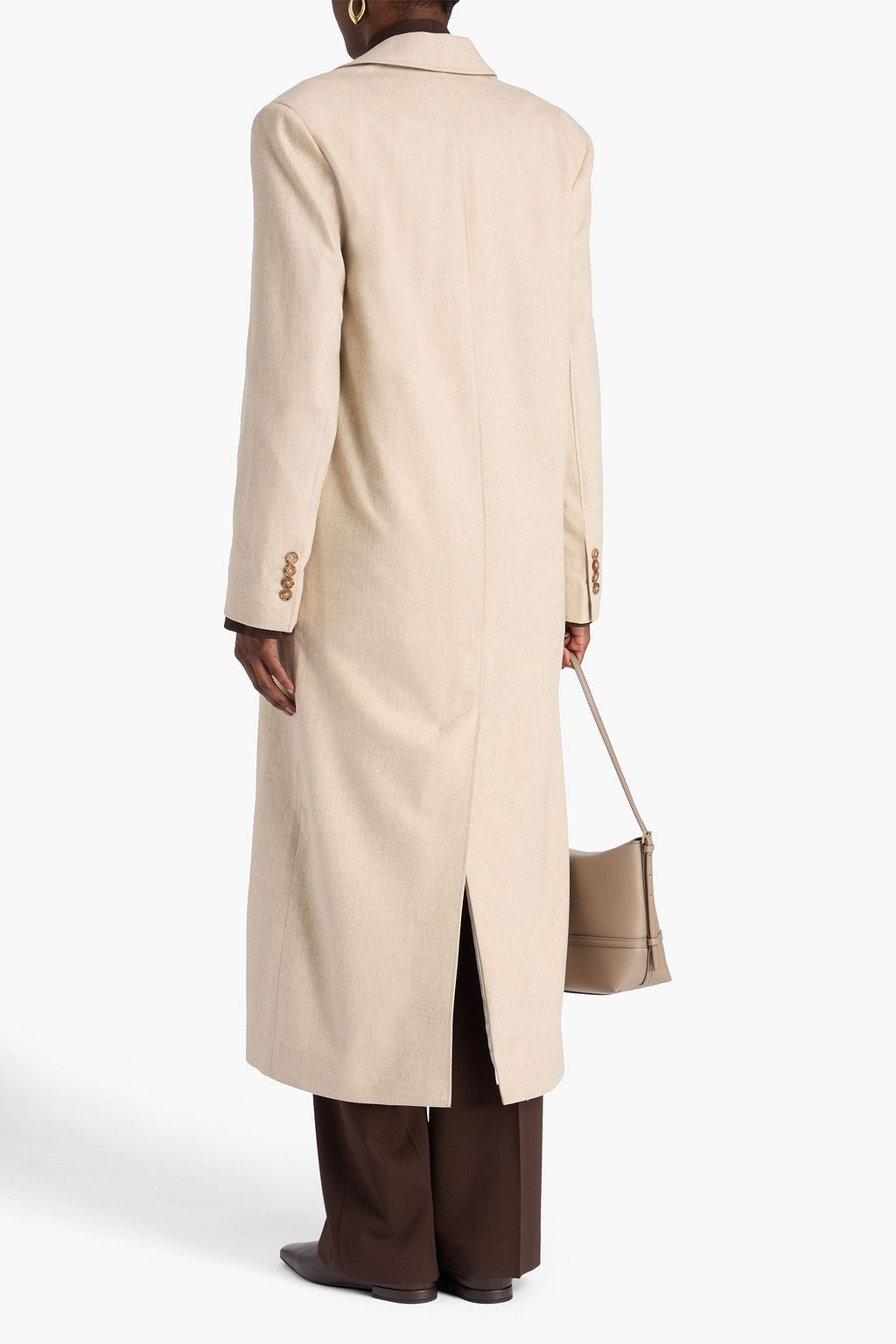 LOULOU STUDIO معطف زينو من الفلانيل ومزيج الصوف بصفين من الأزرار