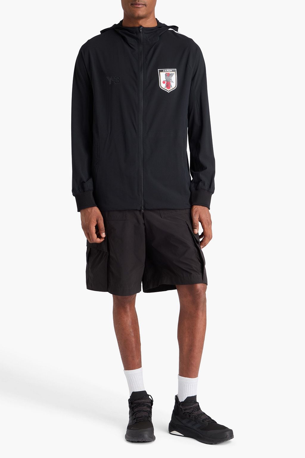 Y-3 프린트 립스탑 후드 트랙 재킷