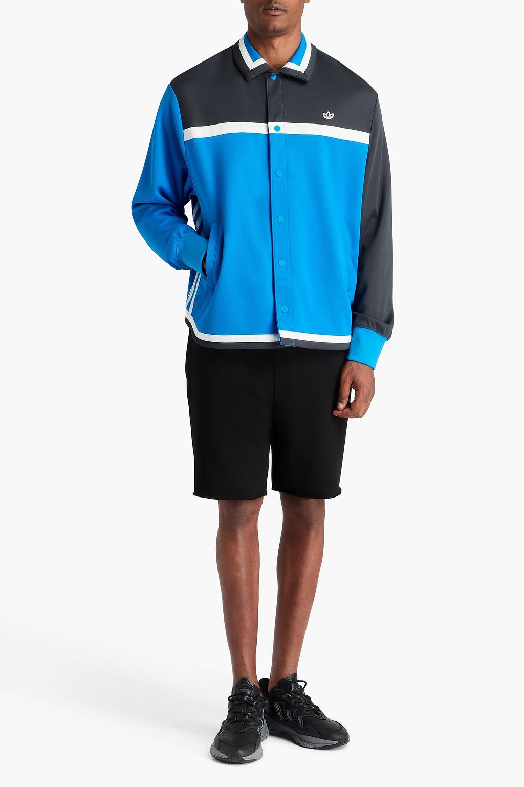 ADIDAS ORIGINALS X CLOT جاكيت رياضي من قماش بيكيه ومزيج من القطن بأقسام متباينة الألوان