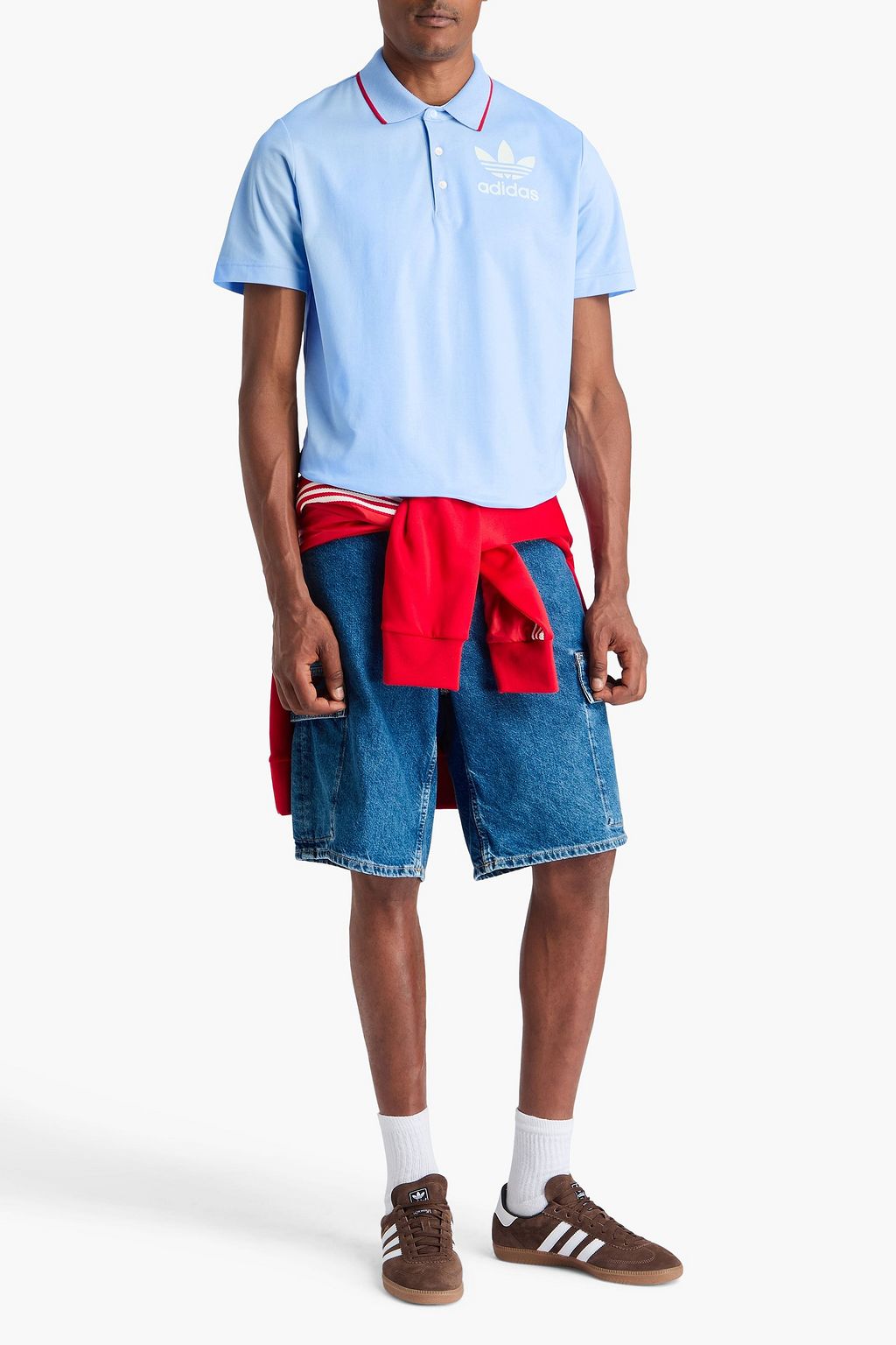 ADIDAS ORIGINALS BY WALES BONNER قميص بولو من قماش بيكيه ومزيج من القطن بطبعات