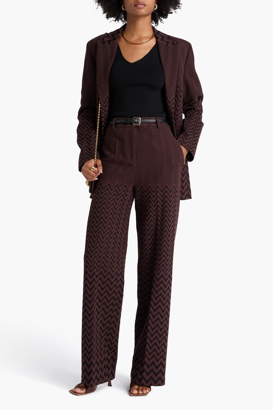 Missoni Jacquard-knit Cotton-blend Wide-leg Pants In Brown