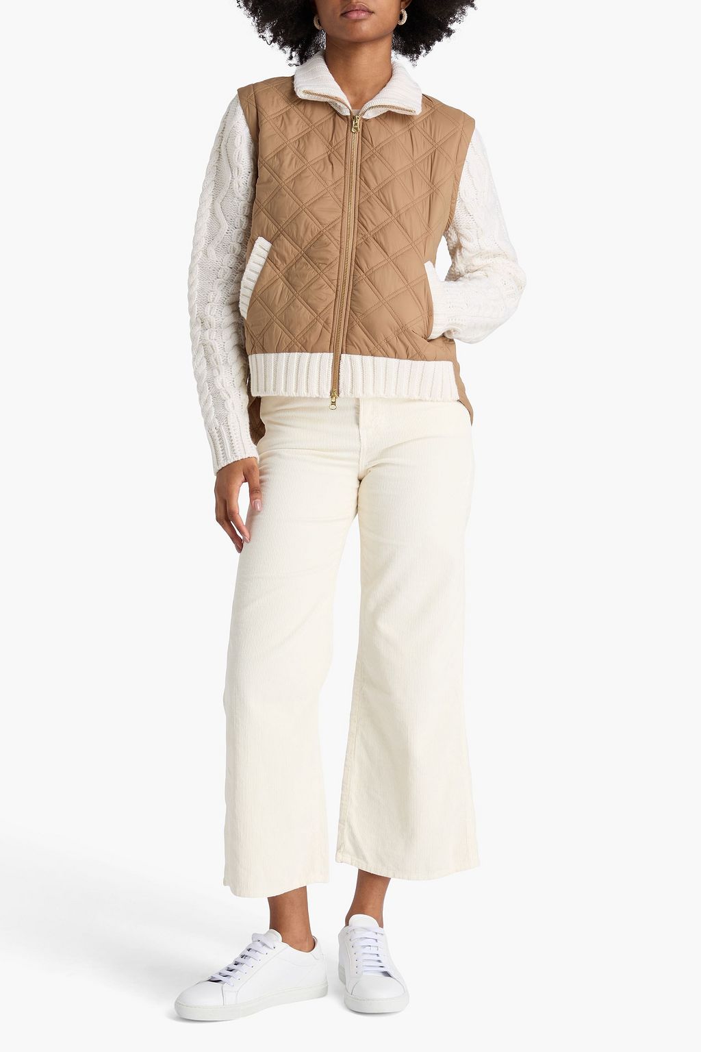 VERONICA BEARD Patra quilted shell and cable-knit wool-blend jacket