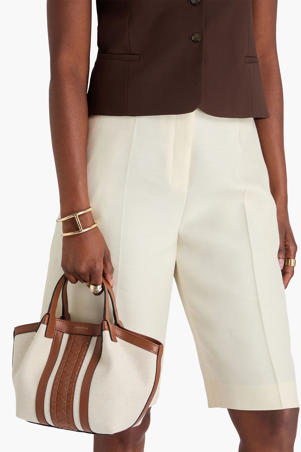 SERAPIAN Secret mini leather and canvas tote