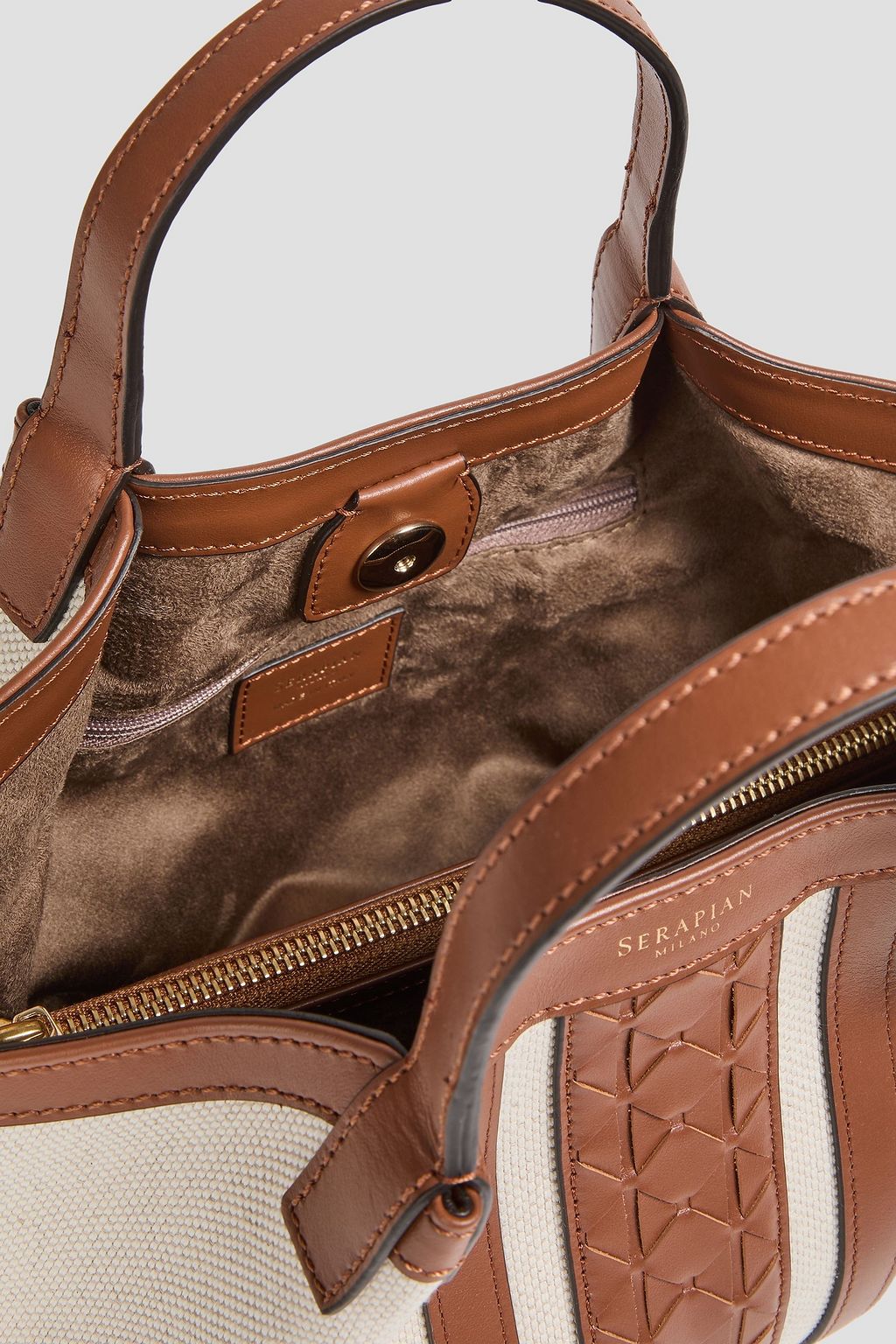 SERAPIAN Secret mini leather and canvas tote