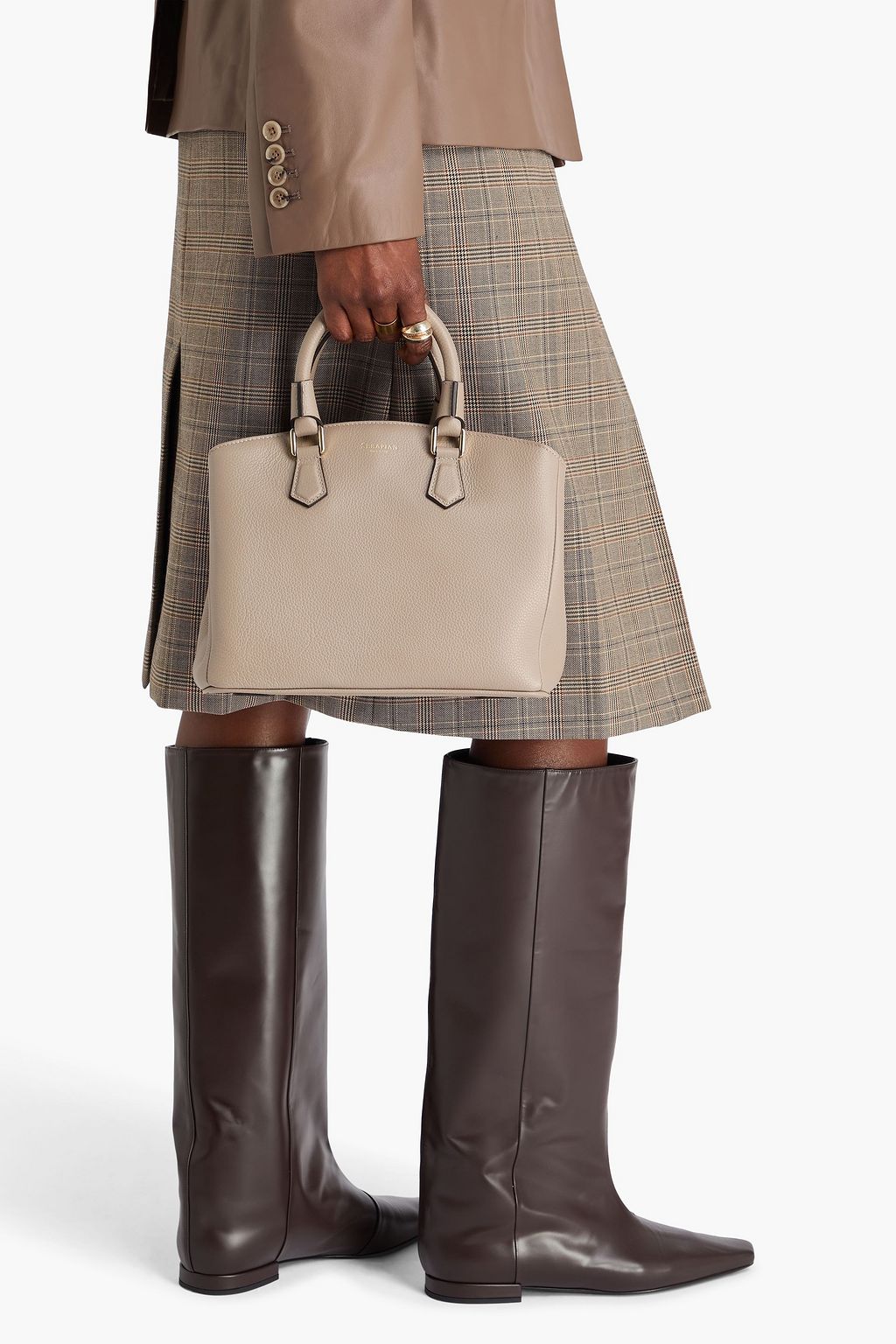 SERAPIAN Luna pebbled-leather tote