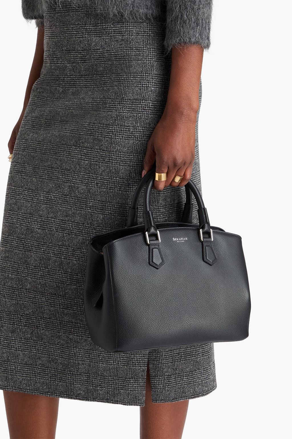 SERAPIAN Luna pebbled-leather tote