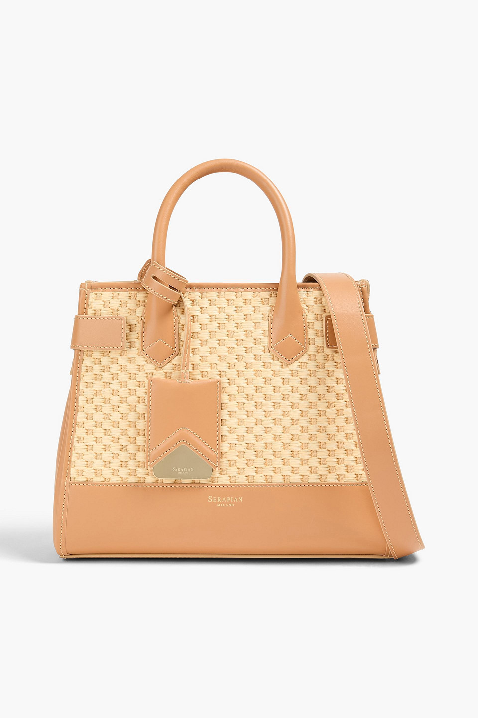 Serapian Meliné Leather And Raffia Tote