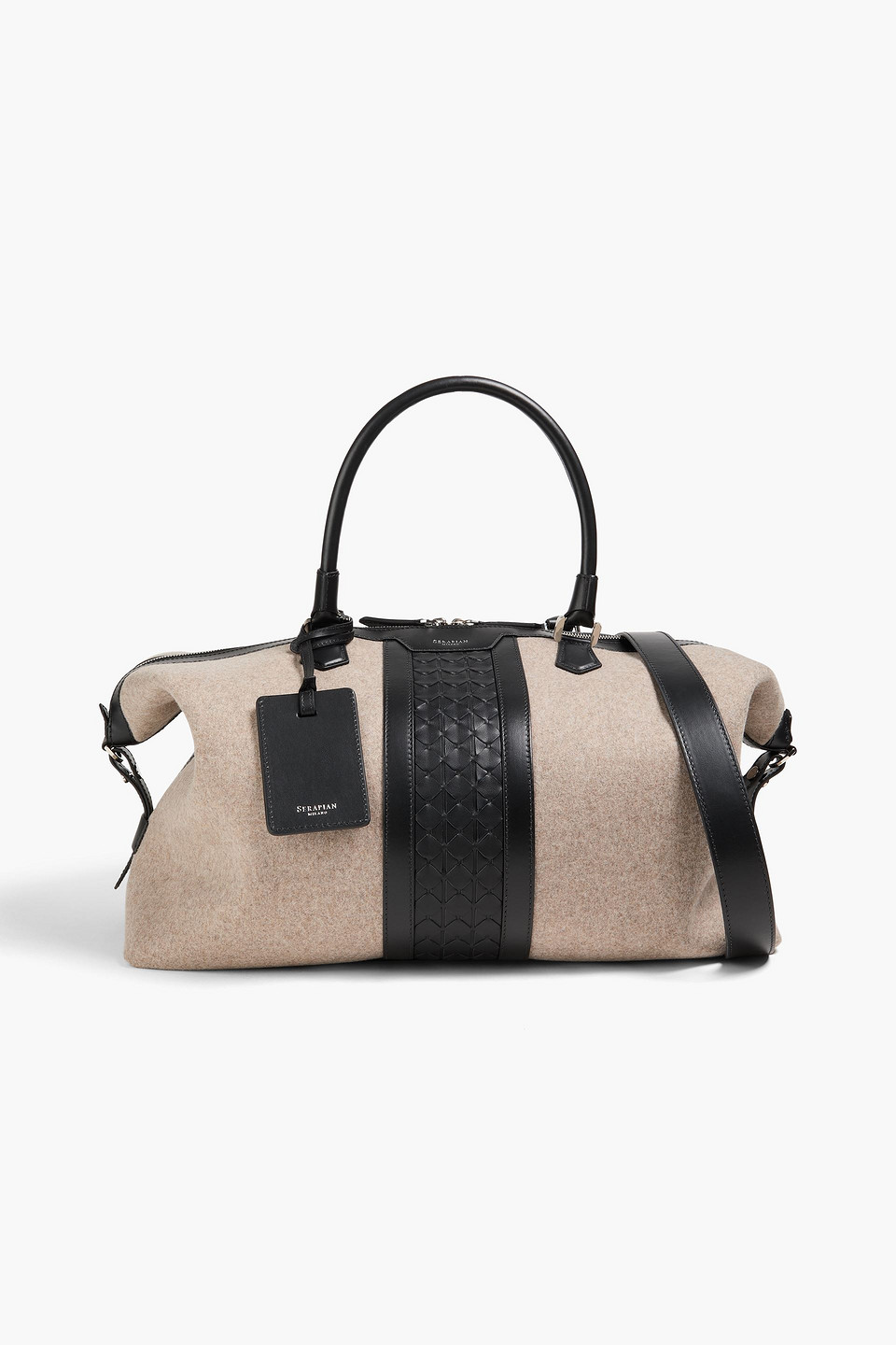 serapian - mosaico leather and felt weekend bag - neutral - onesize