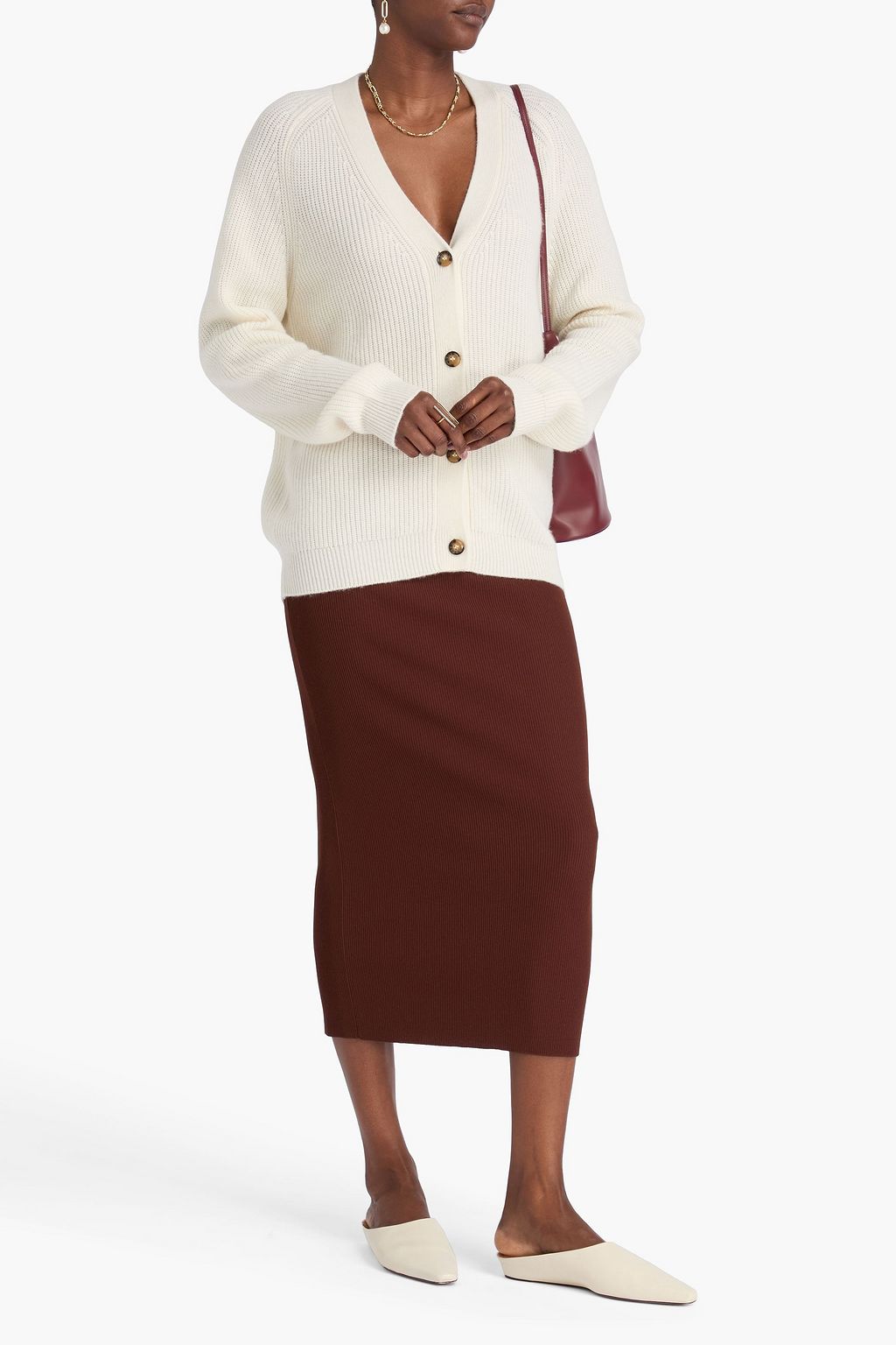 LOULOU STUDIO كارديغان ليكا من الكشمير بتصميم مضلّع