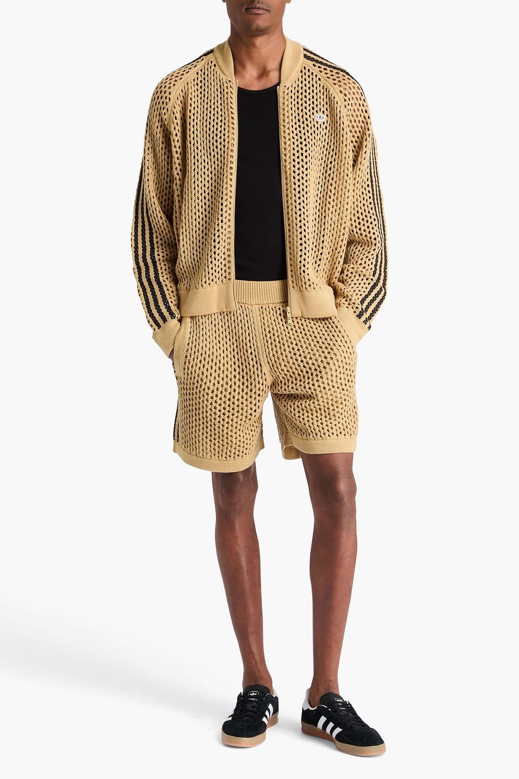 ADIDAS ORIGINALS X CLOT شورت من مزيج من القطن ونسيج بحبكة مفتوحة برباط شدّ