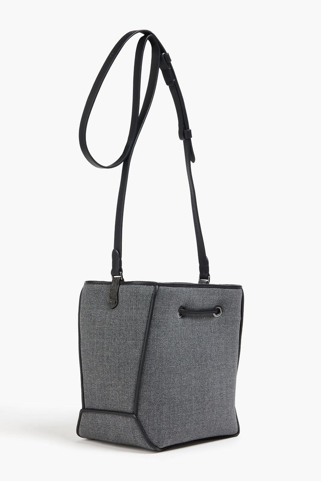 BRUNELLO CUCINELLI ウール バケットバッグ ビーズ付き レザートリム