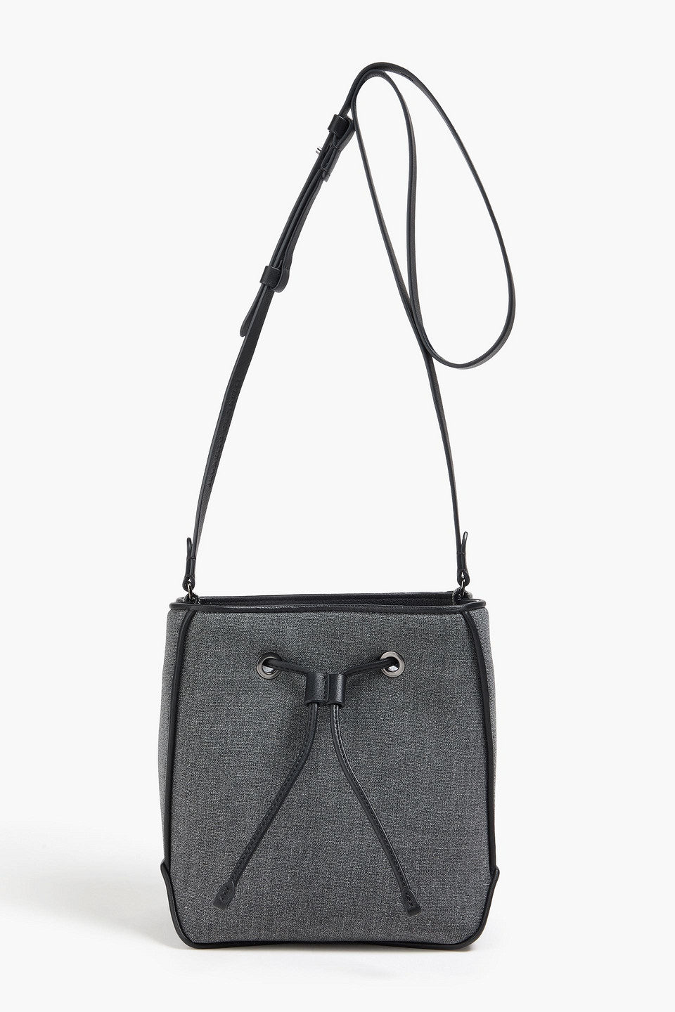 Brunello Cucinelli Bead-embellished Leather-trimmed Wool Bucket Bag