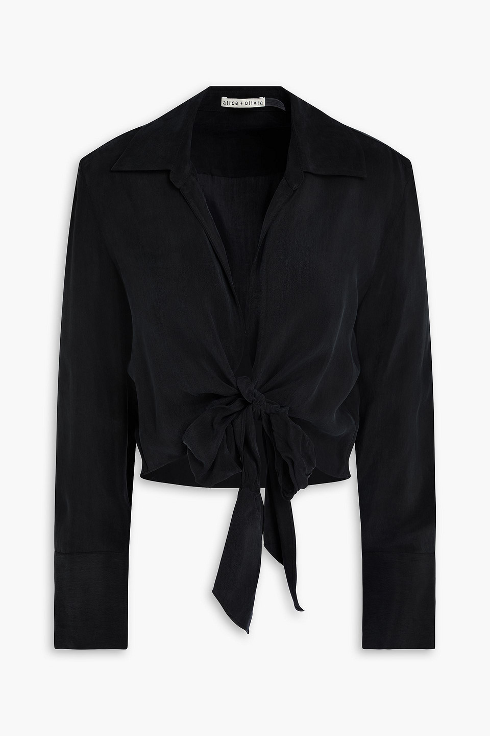 Alice And Olivia Hannon Washed-cupro Shirt In Black