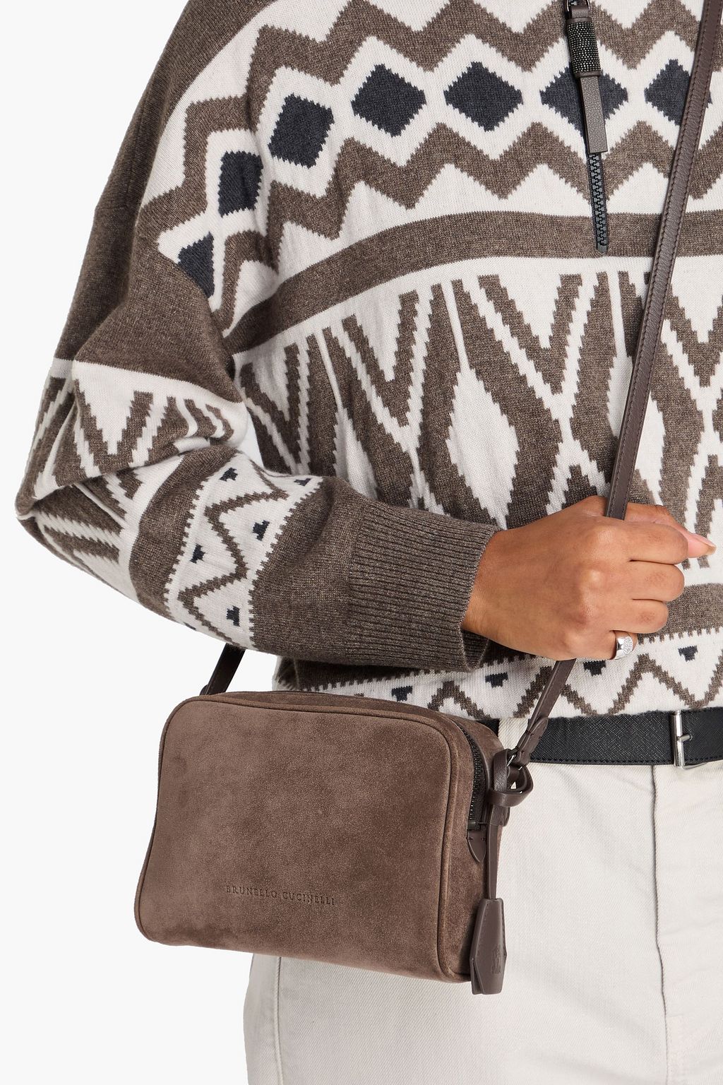BRUNELLO CUCINELLI スエード クロスボディバッグ ビーズ付き