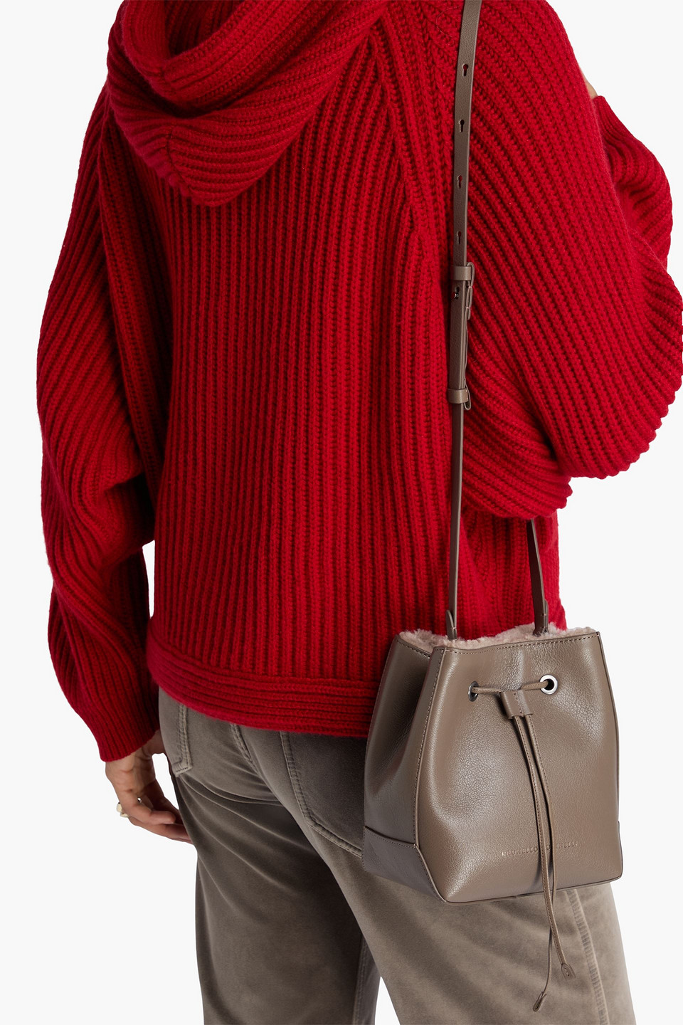  Brunello Cucinelli - Beuteltasche Aus Shearling Mit Zierperlen - Neutral - Onesize 