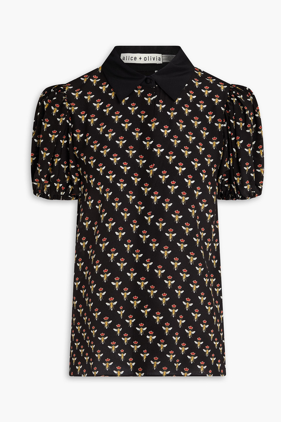 Alice And Olivia Willa Printed Silk Crepe De Chine Blouse In Multi