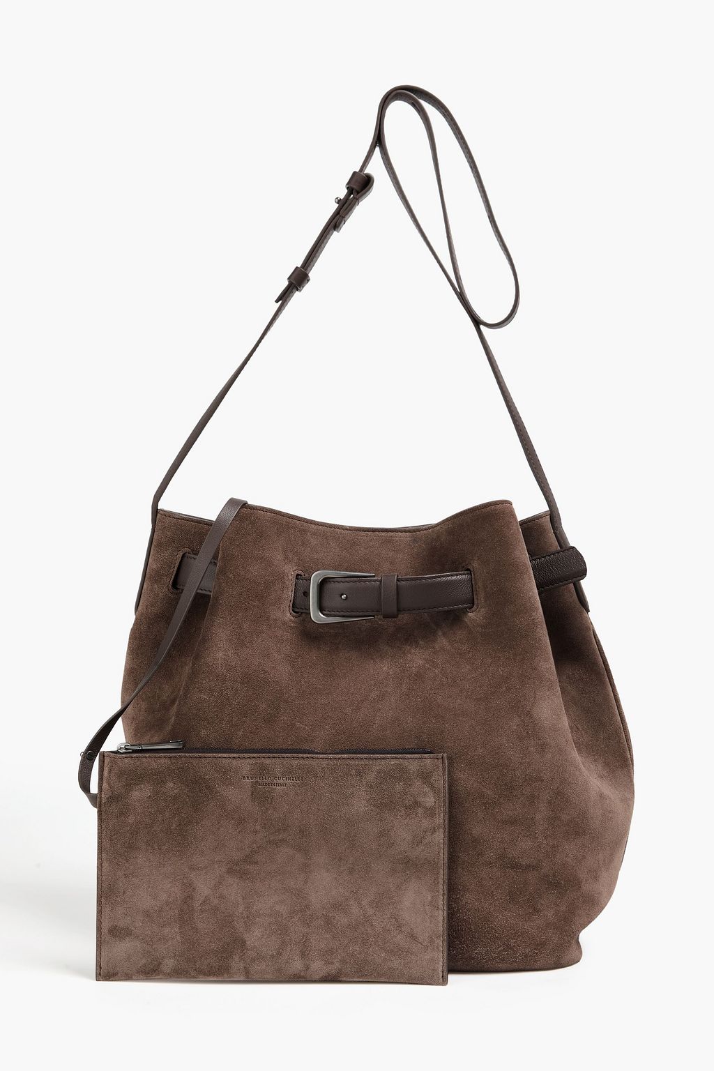 BRUNELLO CUCINELLI スエード バケットバッグ レザートリム