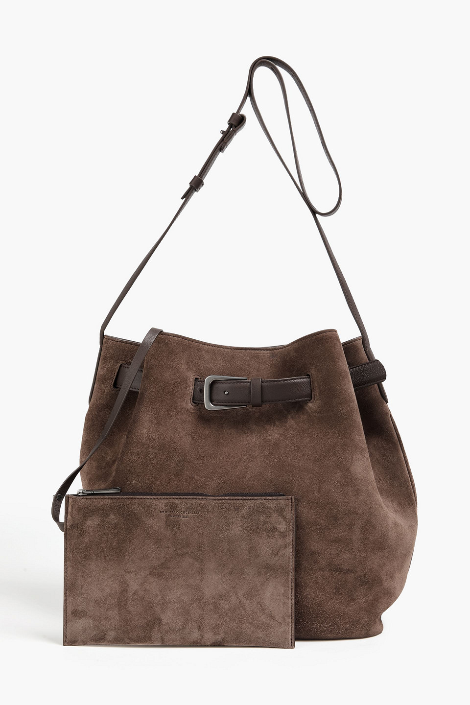 Brunello Cucinelli Leather-trimmed Suede Bucket Bag