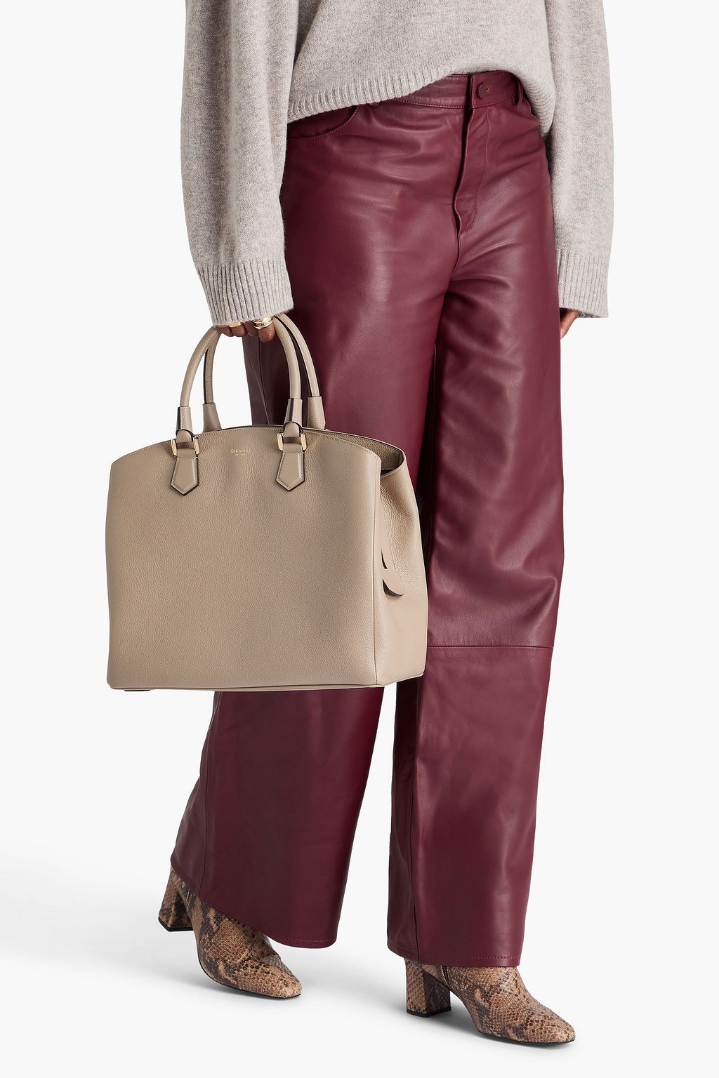 SERAPIAN Luna pebbled-leather tote