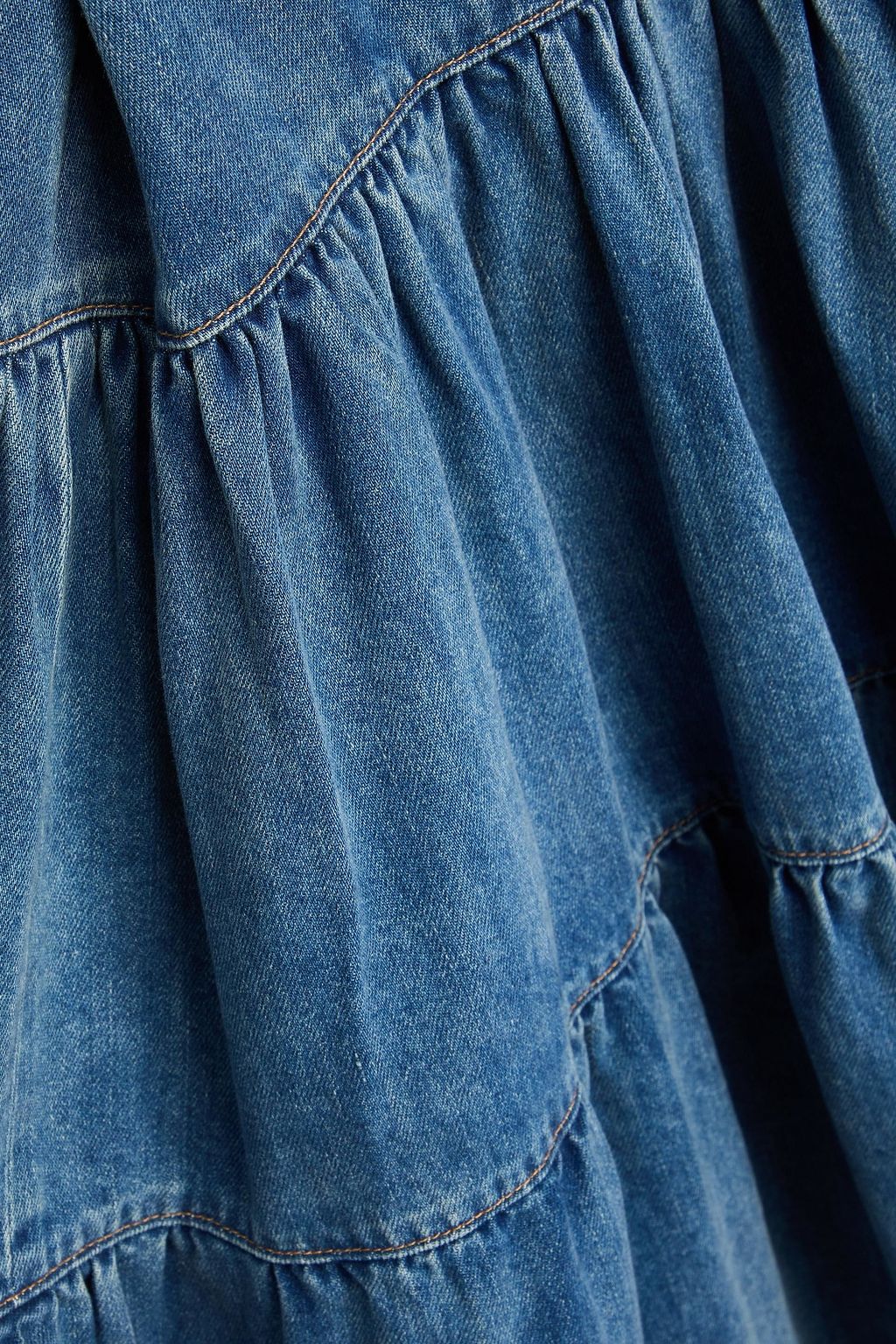 ALICE + OLIVIA JEANS Diana tiered denim midi dress