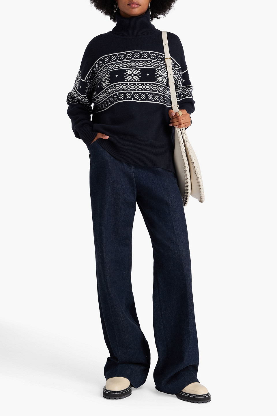  Arch4 - Rollkragenpullover „pembrokeshire“ Aus Kaschmir Mit Fair-isle-muster - Blau - M 