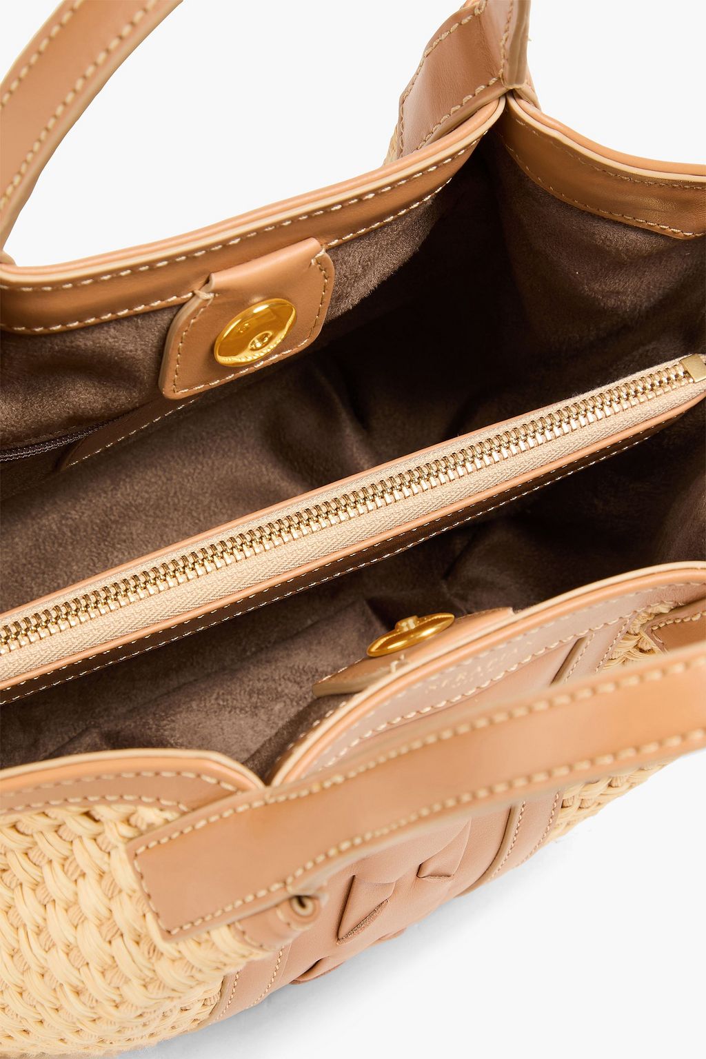 SERAPIAN Secret leather and faux raffia tote