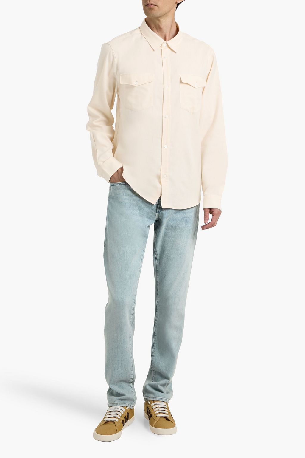 FRAME Cotton and merino wool-blend twill shirt