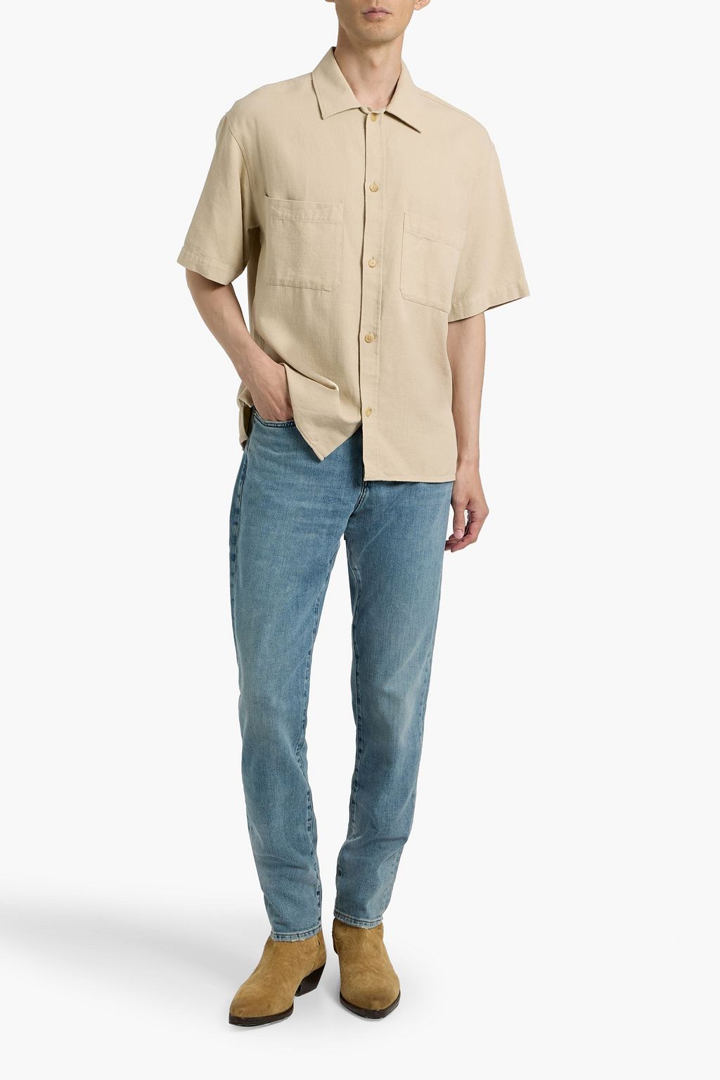 FRAME L'Homme Athletic distressed slim-fit denim jeans