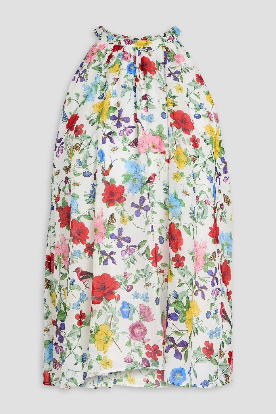 Erna floral-print cotton and silk-blend top