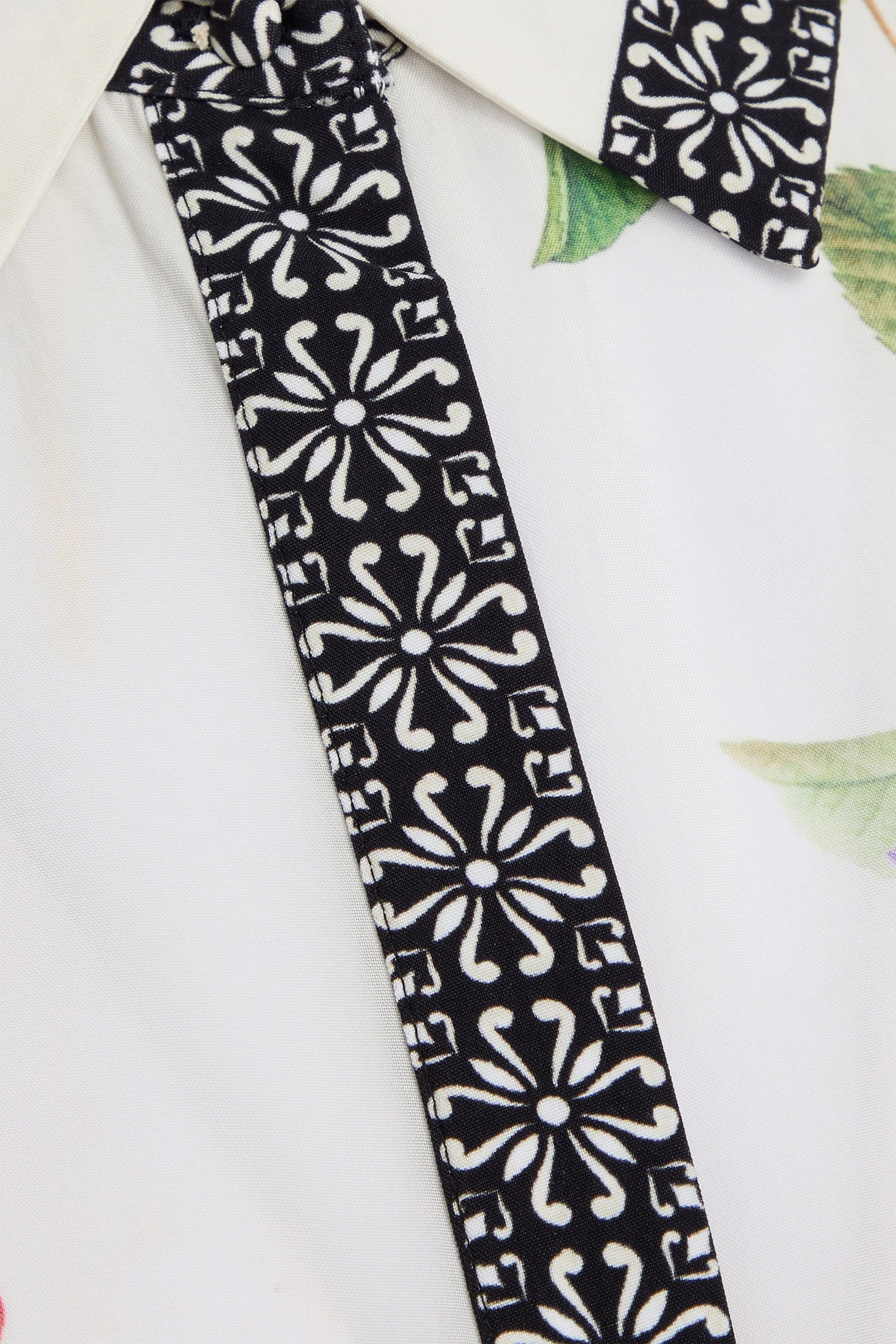 alice + olivia Claire floral-print cupro-twill mini shirt dress