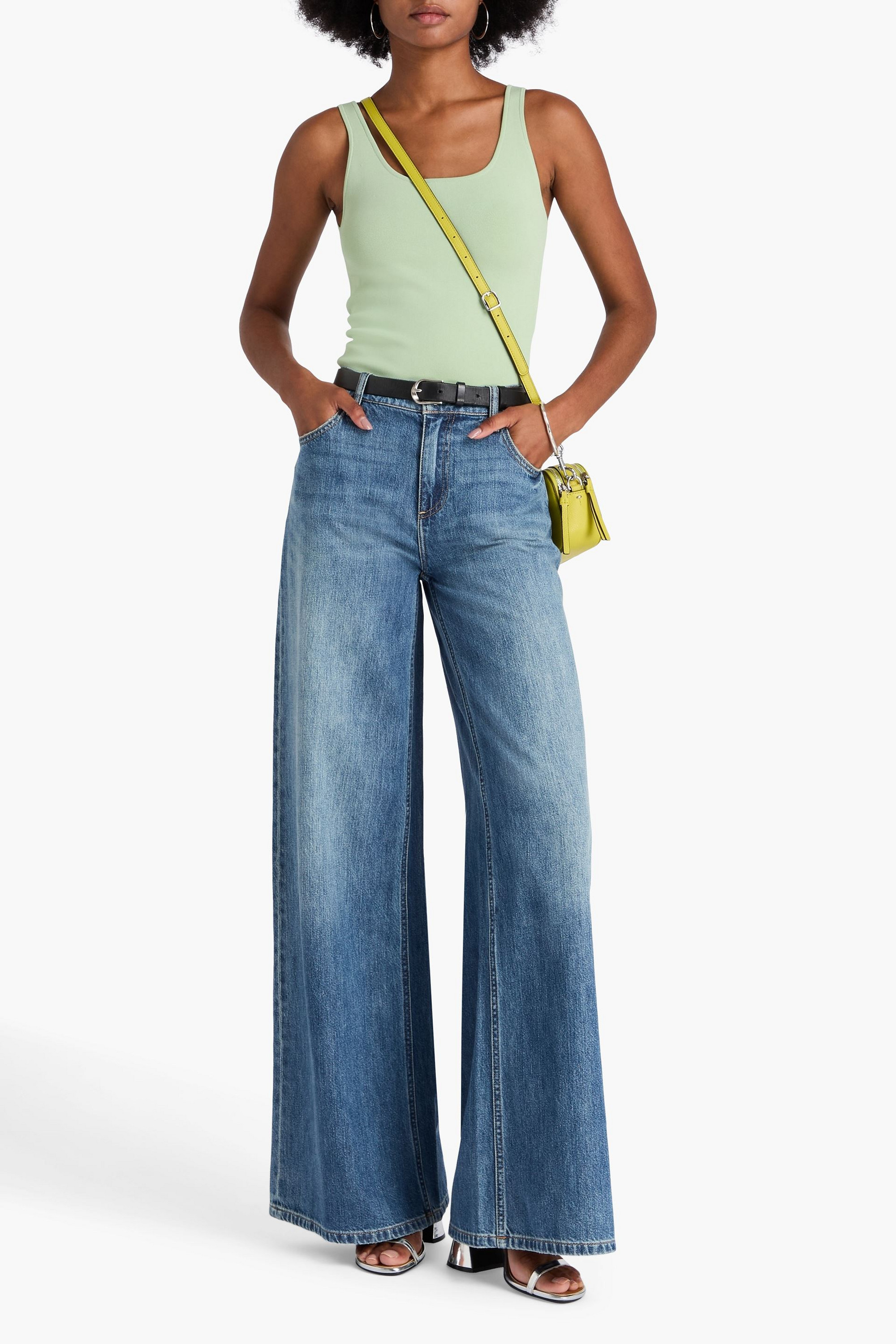 ALICE + OLIVIA JEANS Harper faded high-rise wide-leg jeans