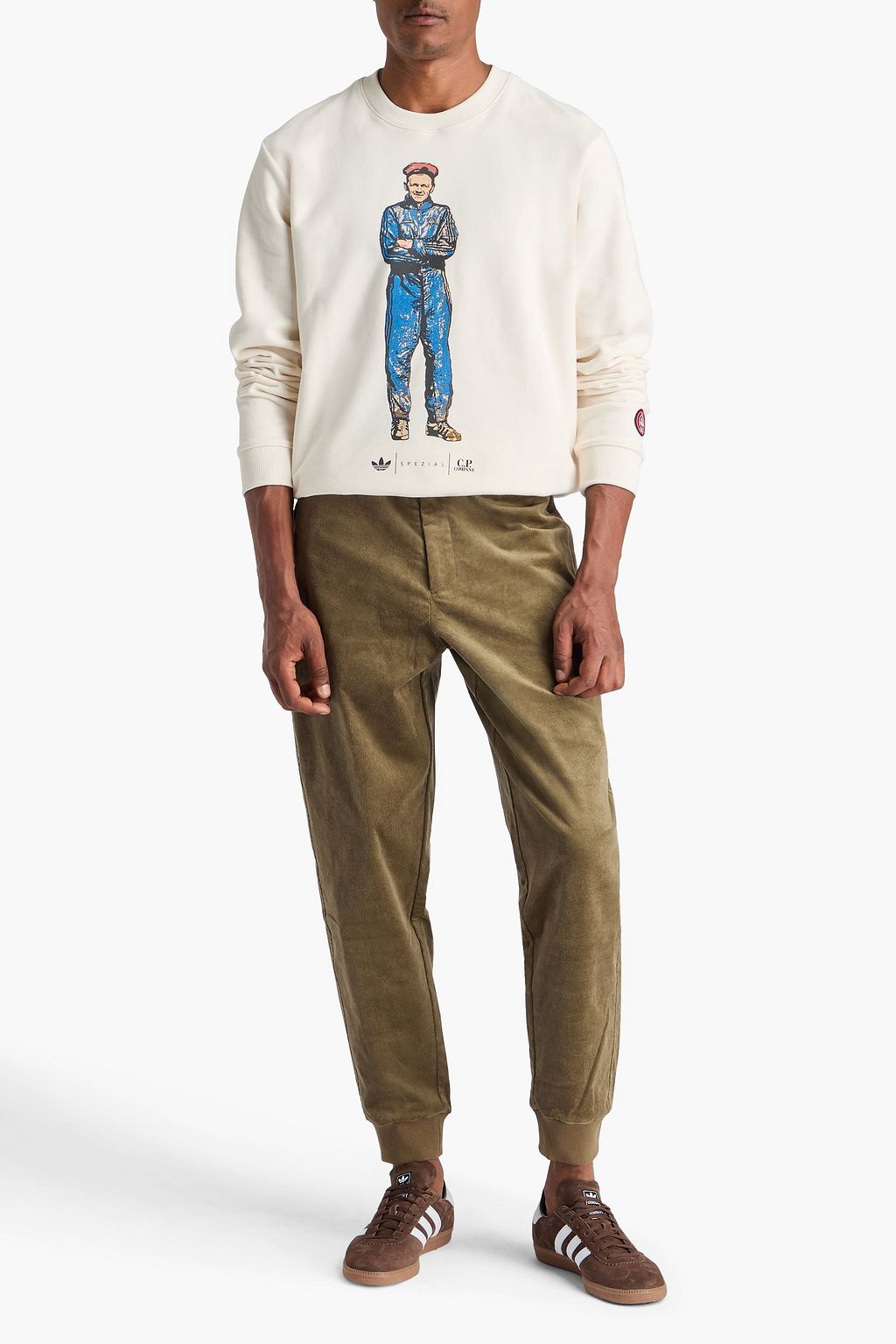 ADIDAS ORIGINALS X C.P. COMPANY سويت شيرت من قطن تيري فرنسي مطاطي بطبعات