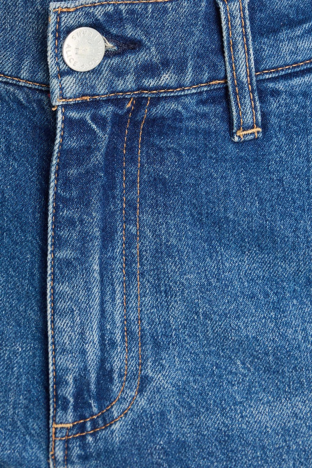 ALICE + OLIVIA JEANS Emory cropped frayed high-rise wide-leg jeans