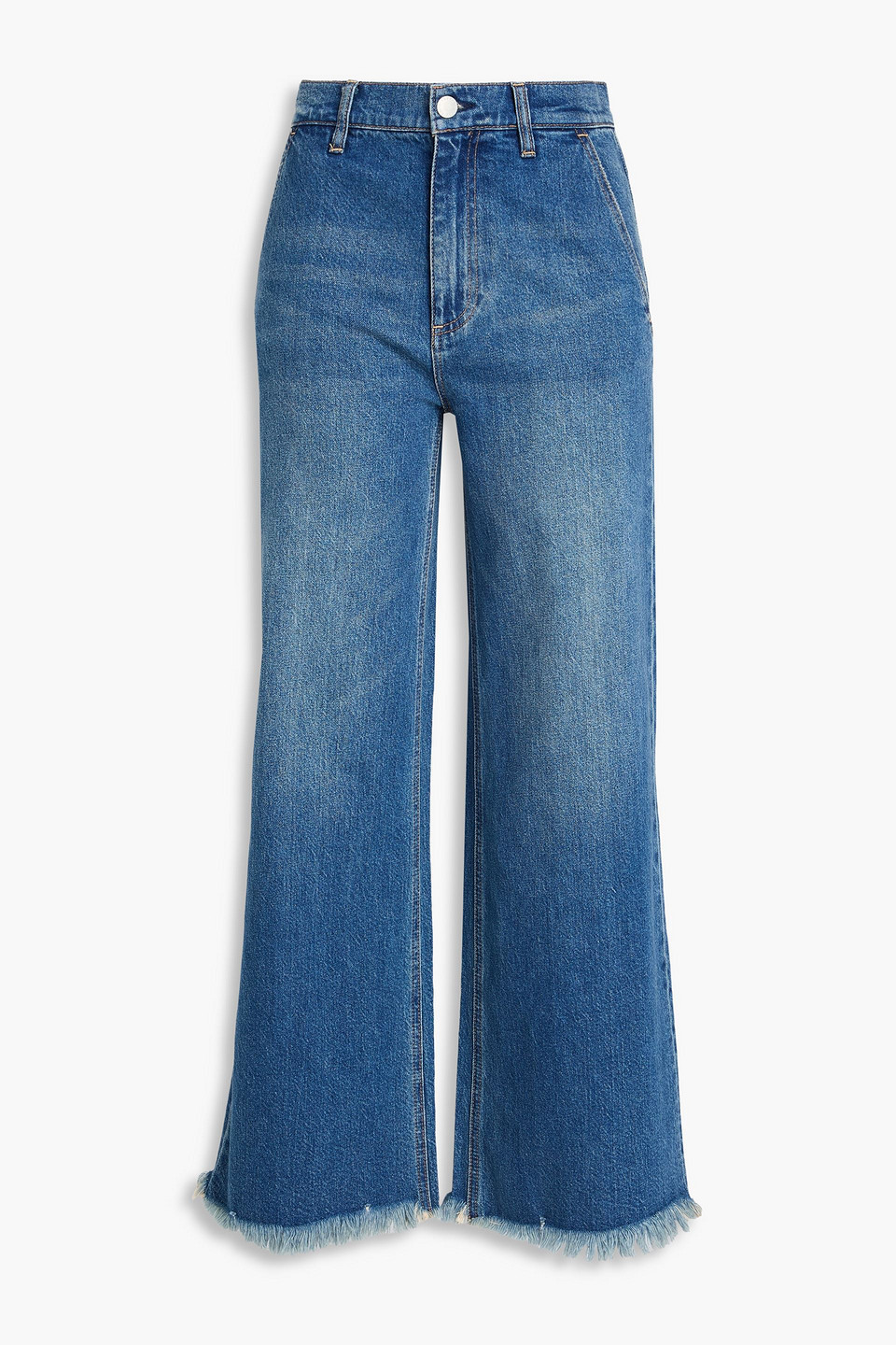 Emory cropped frayed high-rise wide-leg jeans
