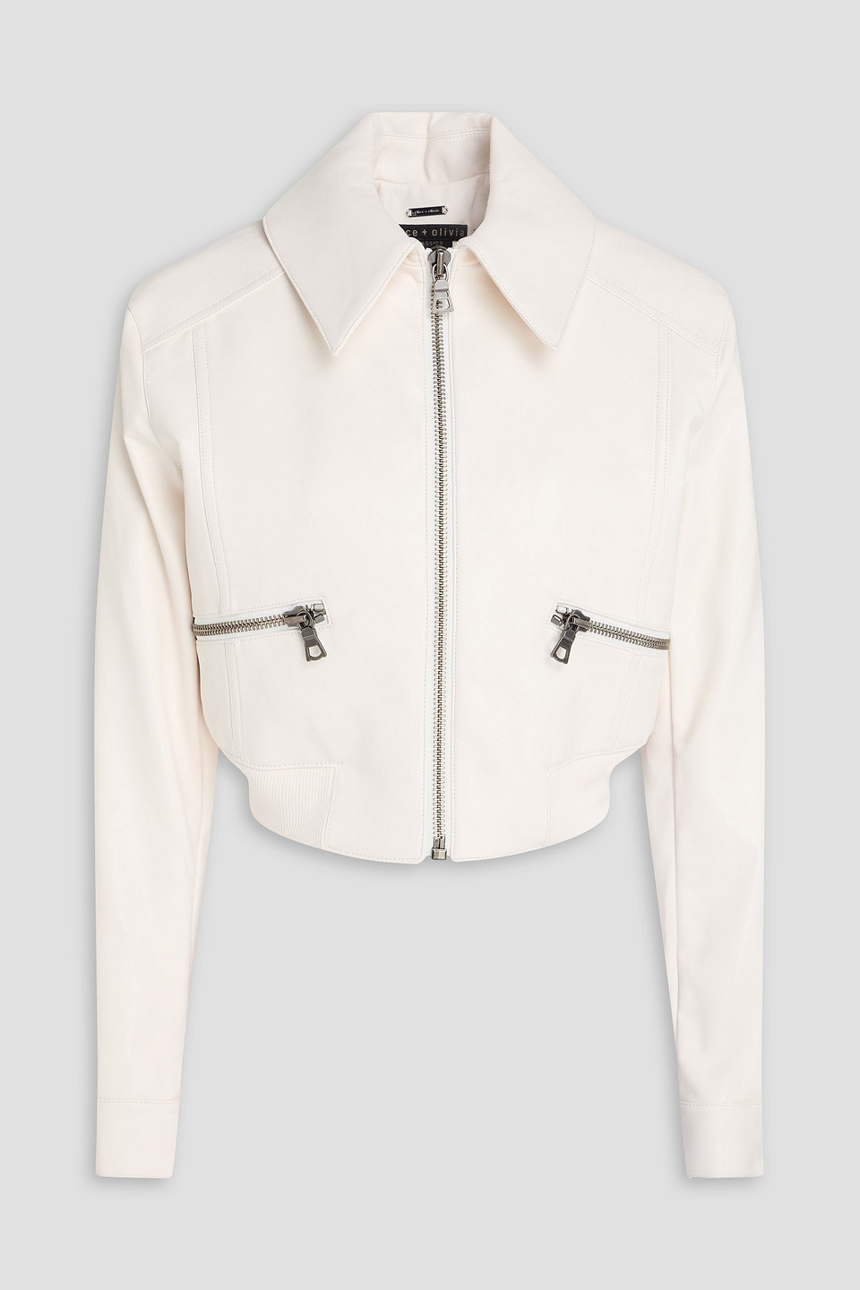 Alice And Olivia Hyde Cropped Jacket In White