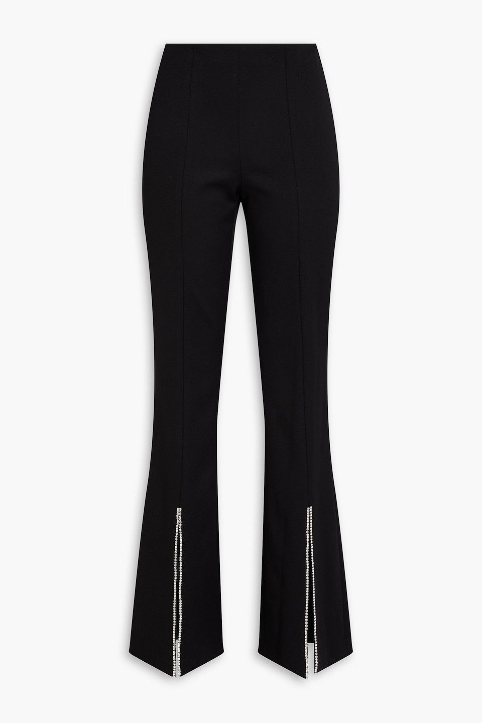 Alice And Olivia Crystal-embellished Crepe Bootcut Pants In Black