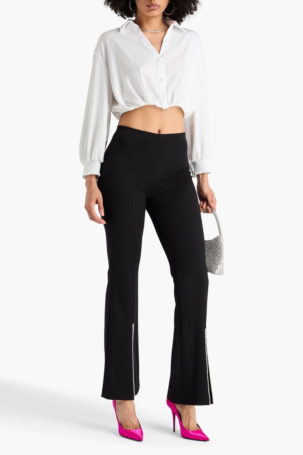 ALICE + OLIVIA Crystal-embellished crepe bootcut pants
