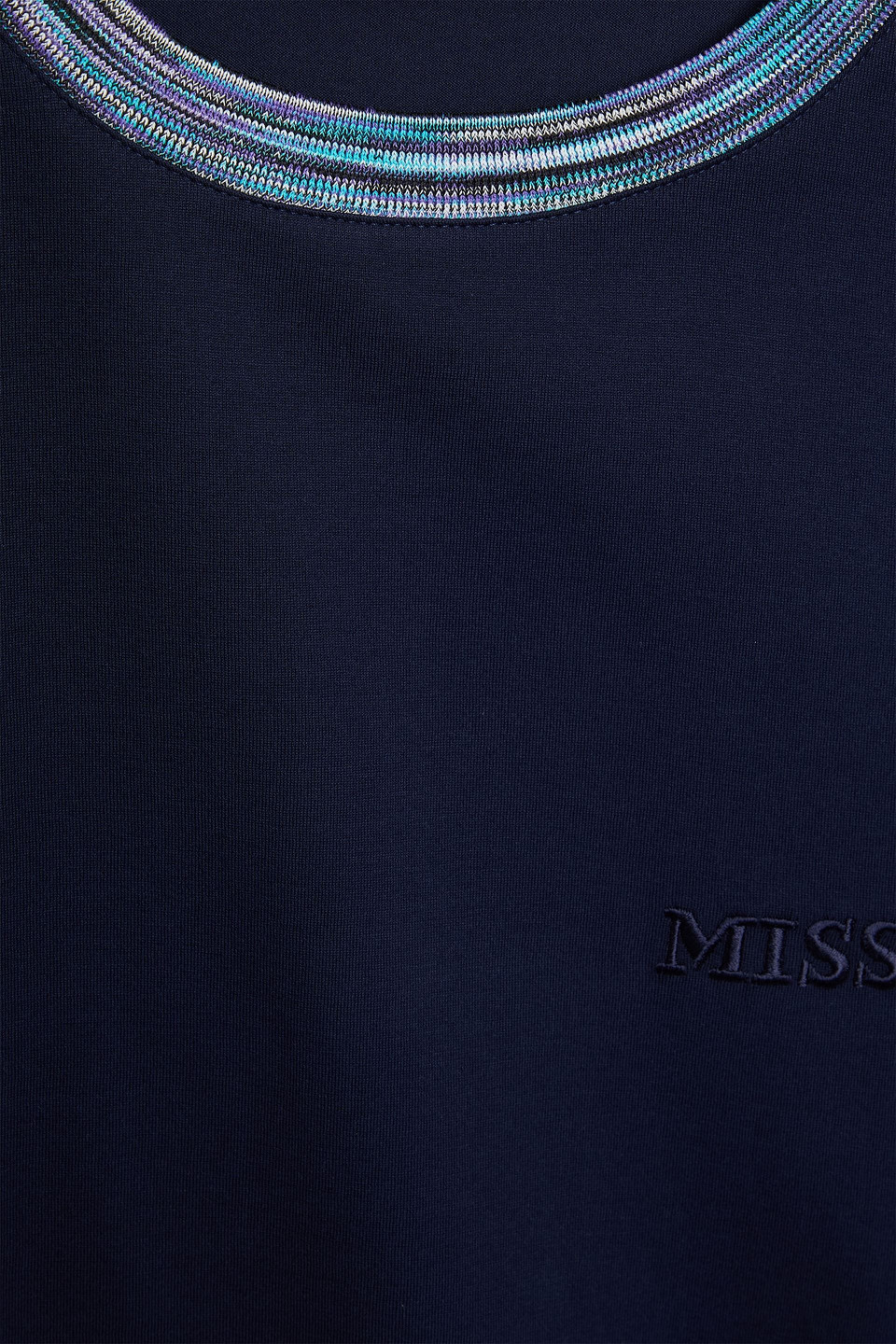 Missoni Logo Embroidered Cotton T-shirt In Blue