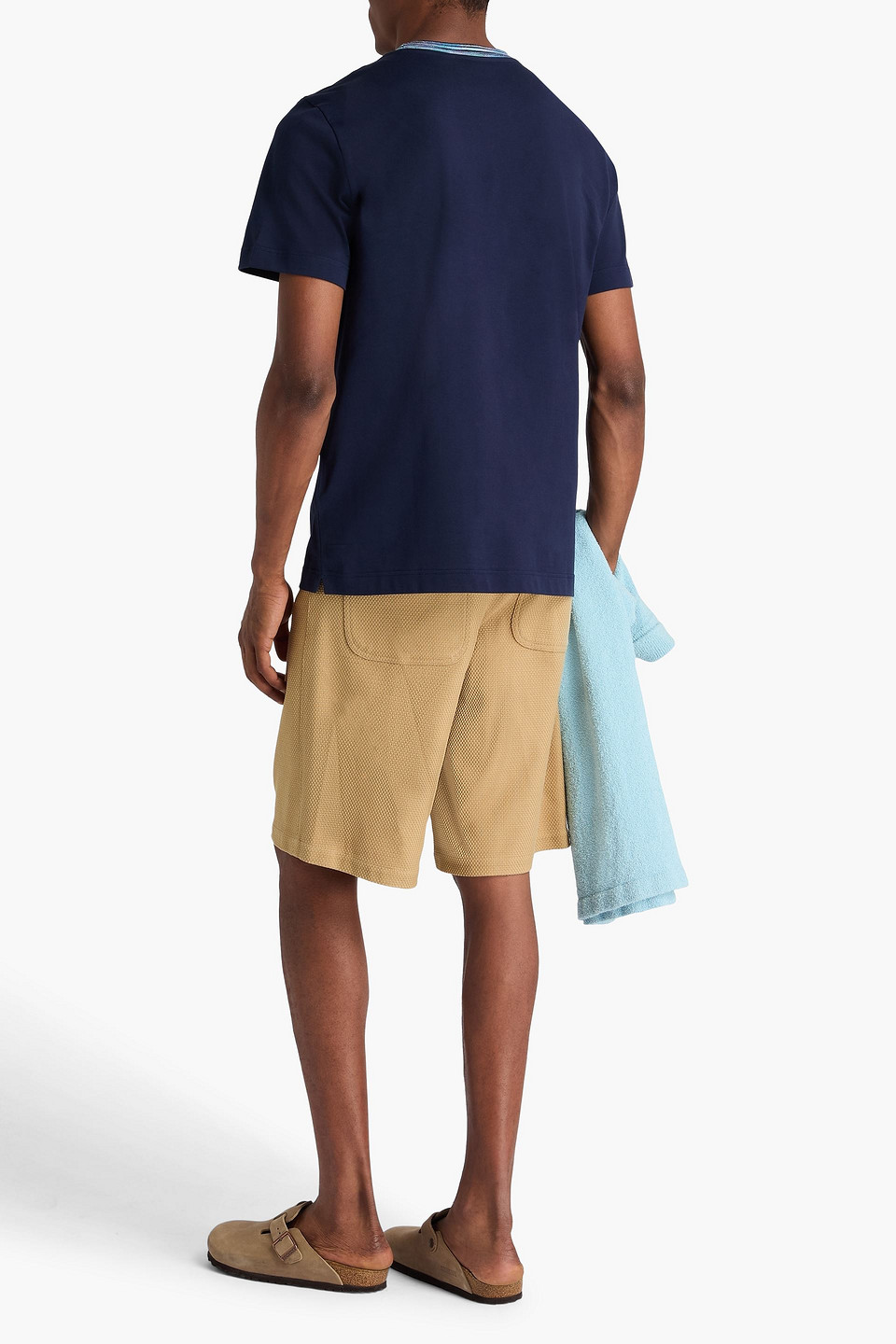 Missoni Logo Embroidered Cotton T-shirt In Blue